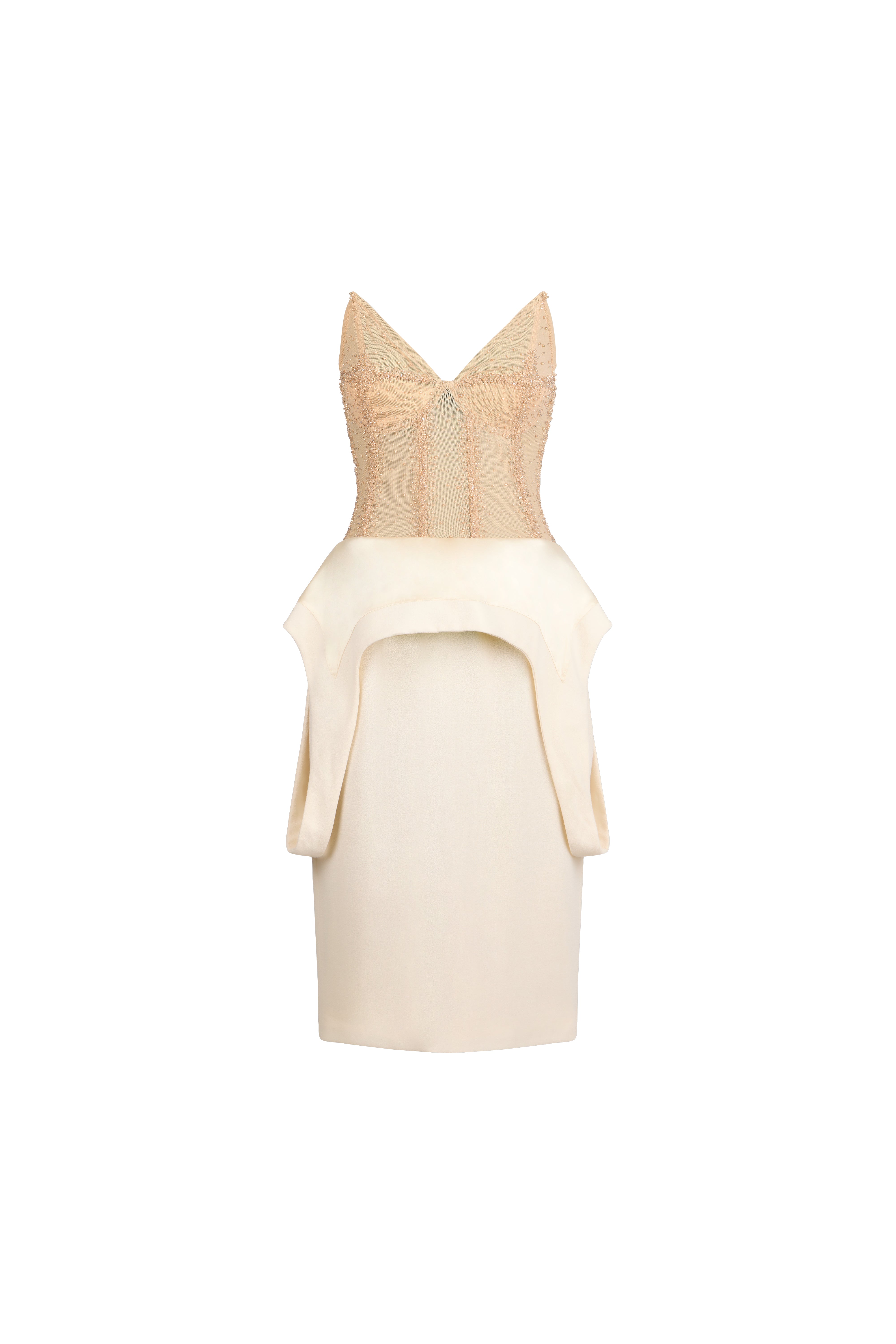 FALLING IVORY DRESS WITH EMBROIDERY