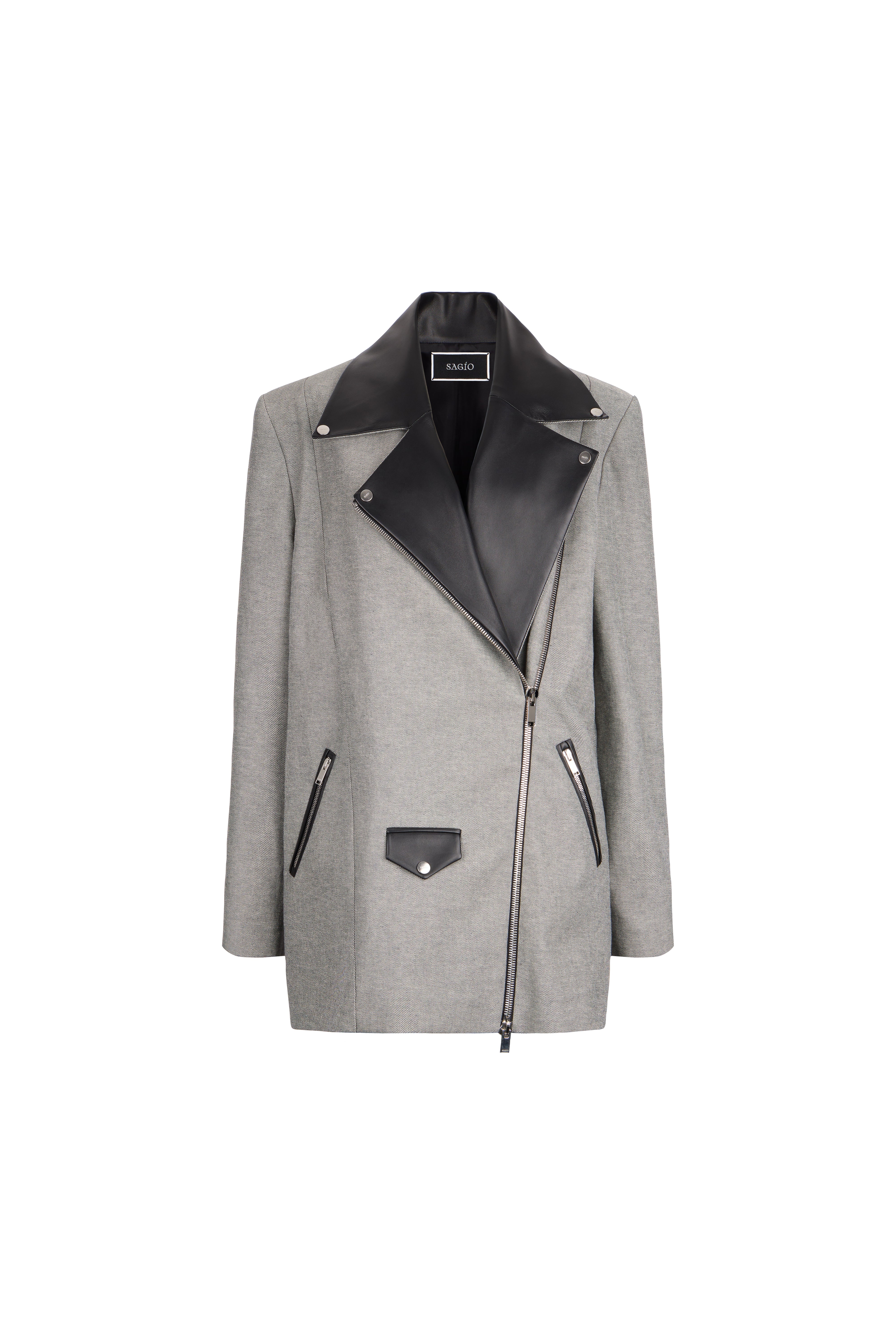 OVERSIZE LEATHER DENIM JACKET