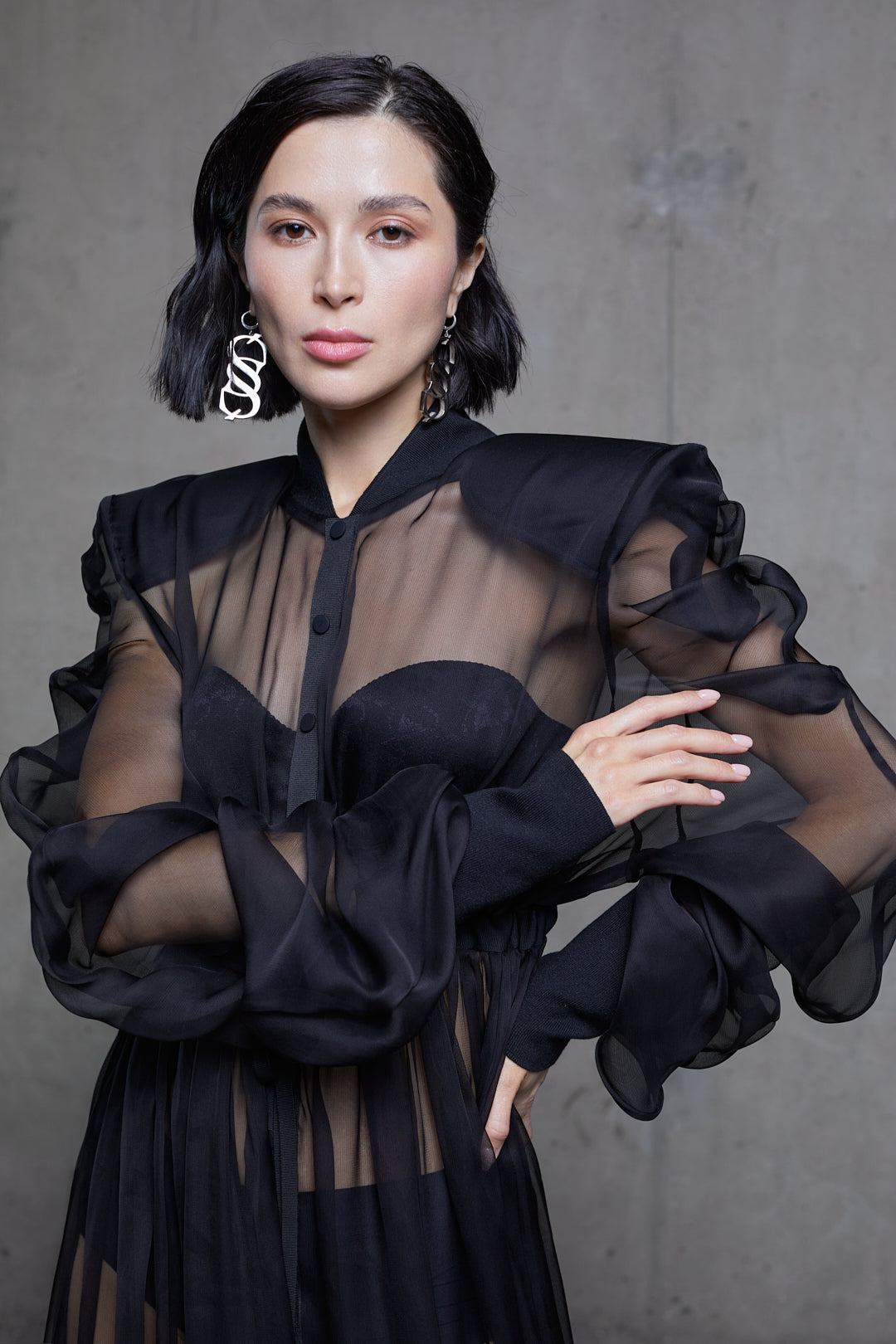 BLACK MEDUSA SILK DRESS