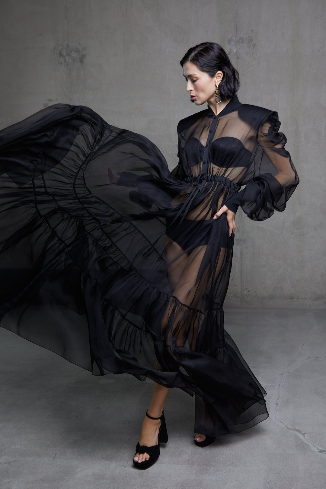 BLACK MEDUSA SILK DRESS