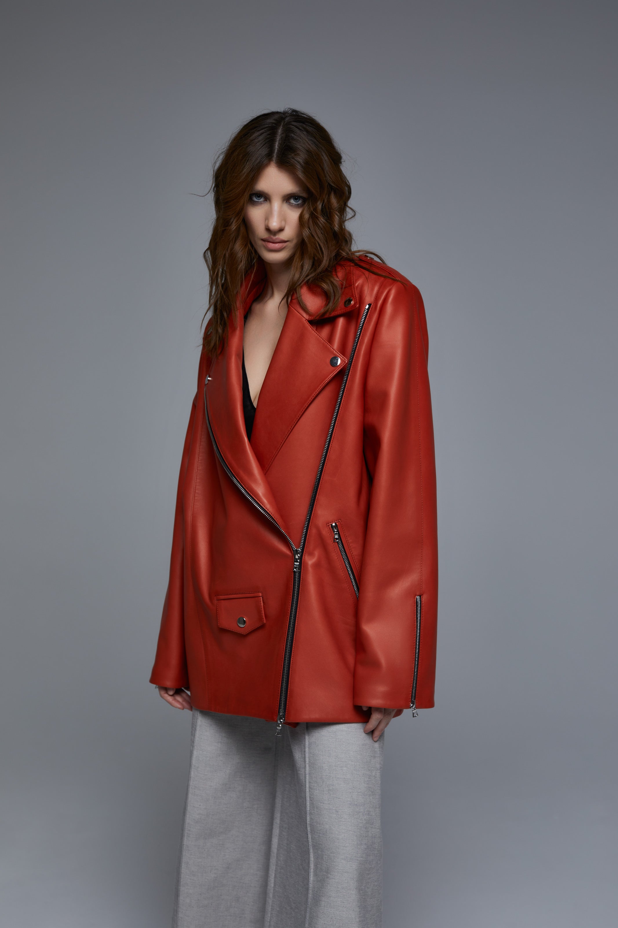 GINGER RED LEATHER JACKET