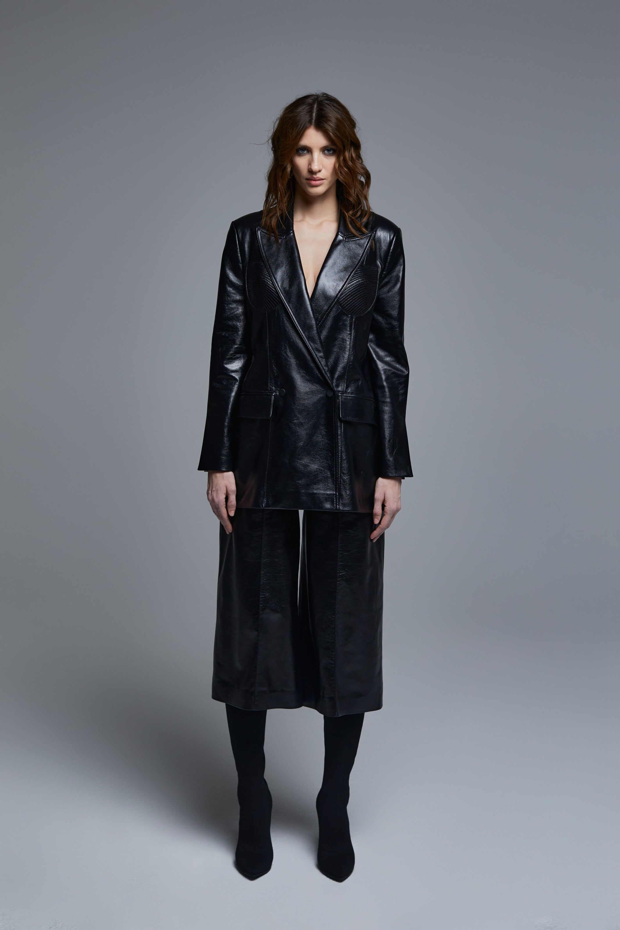 DOUBLE BREAST BLACK LEATHER JACKET