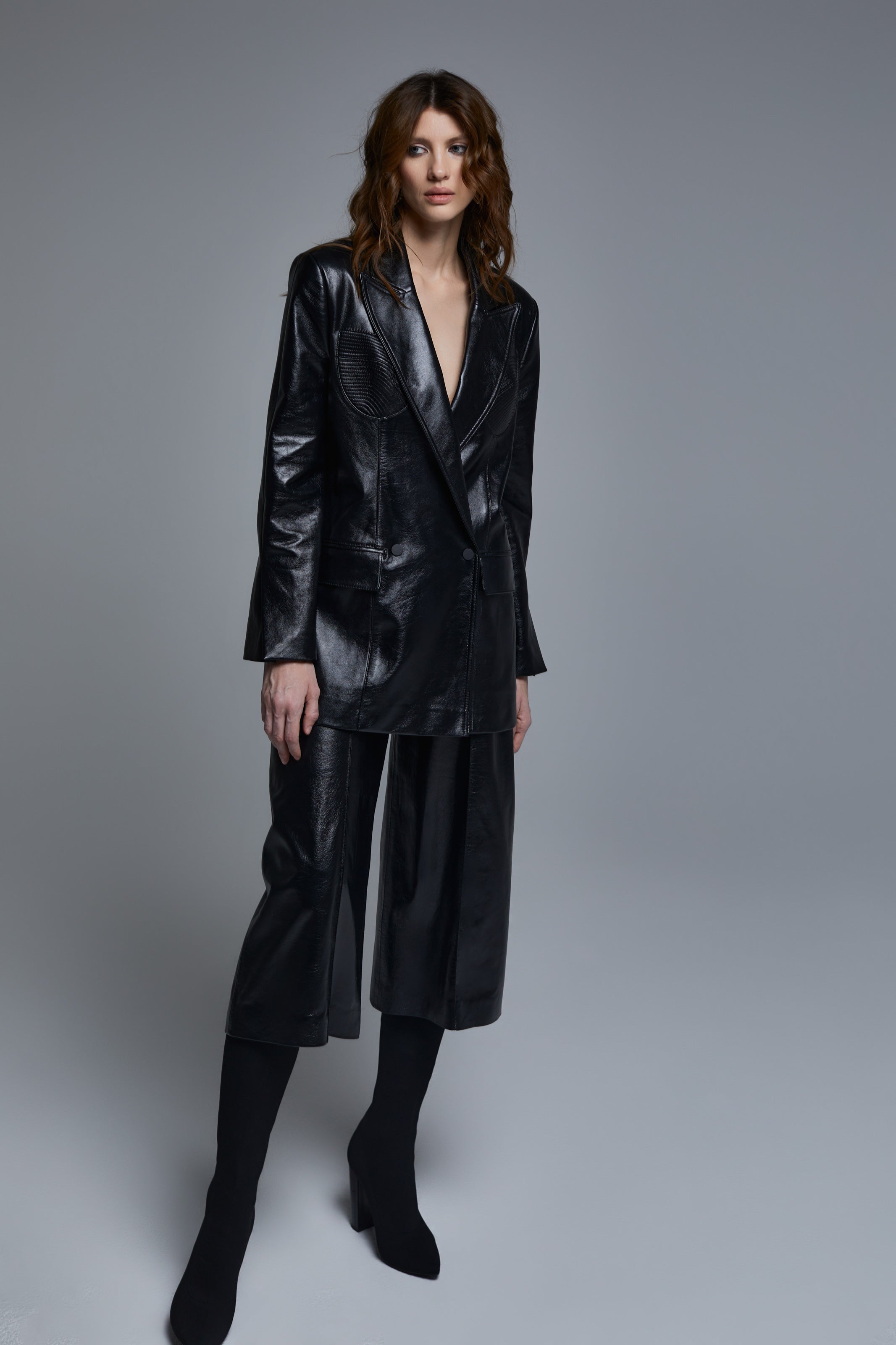 DOUBLE BREAST BLACK LEATHER JACKET