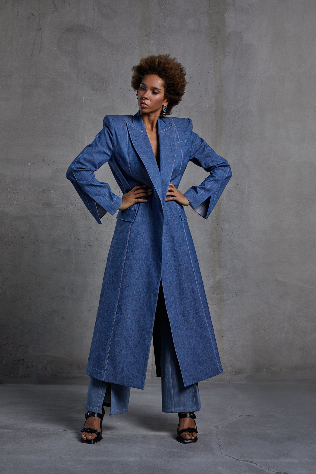 DENIM COAT WITH SLITS