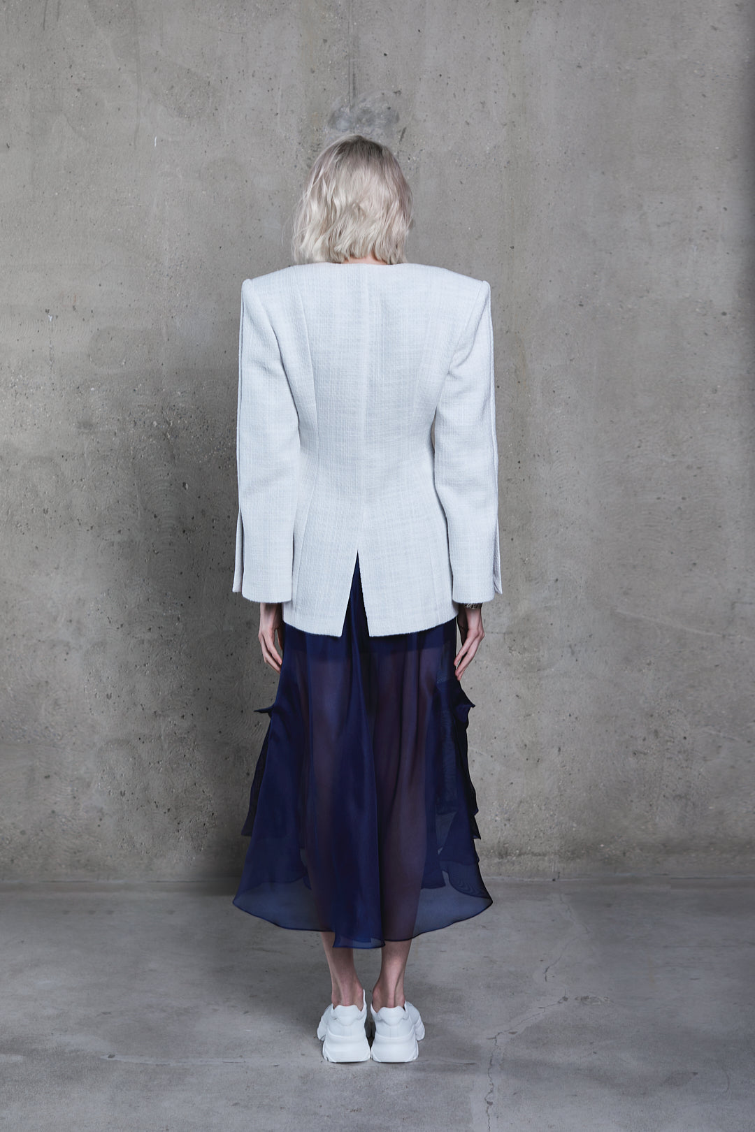 WHITE COTTON TWEED JACKET