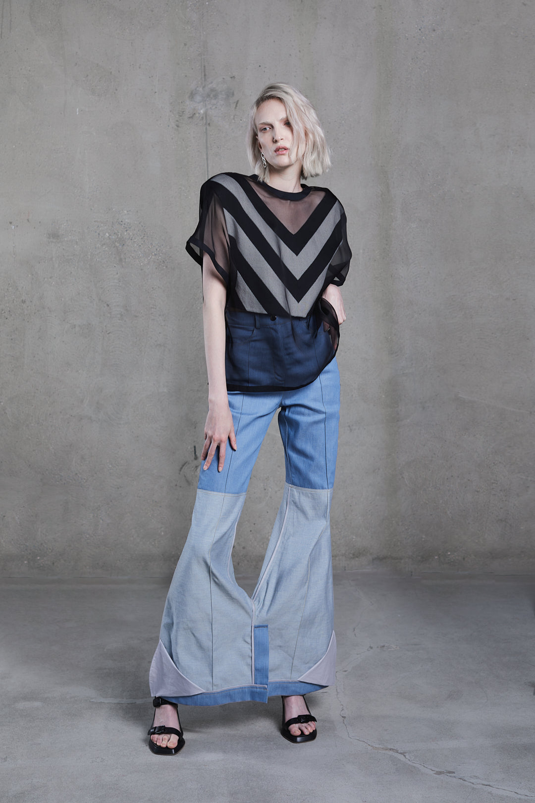 DENIM DROPPED TROUSERS