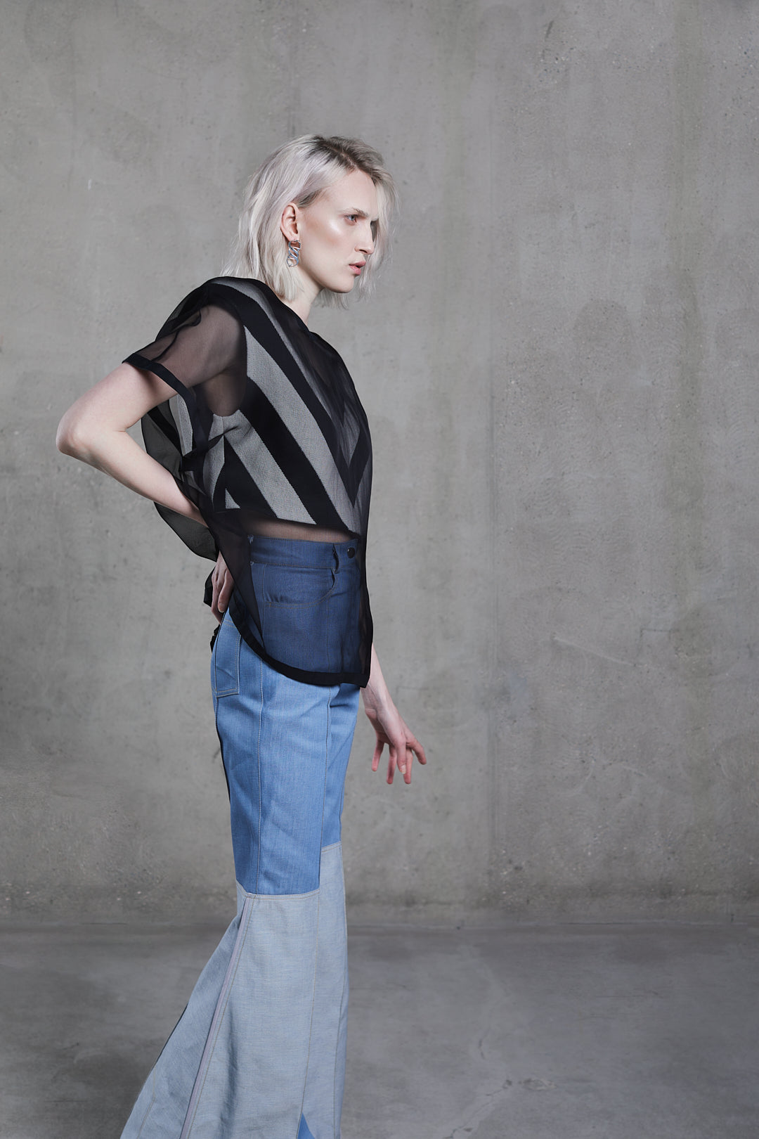 DENIM DROPPED TROUSERS