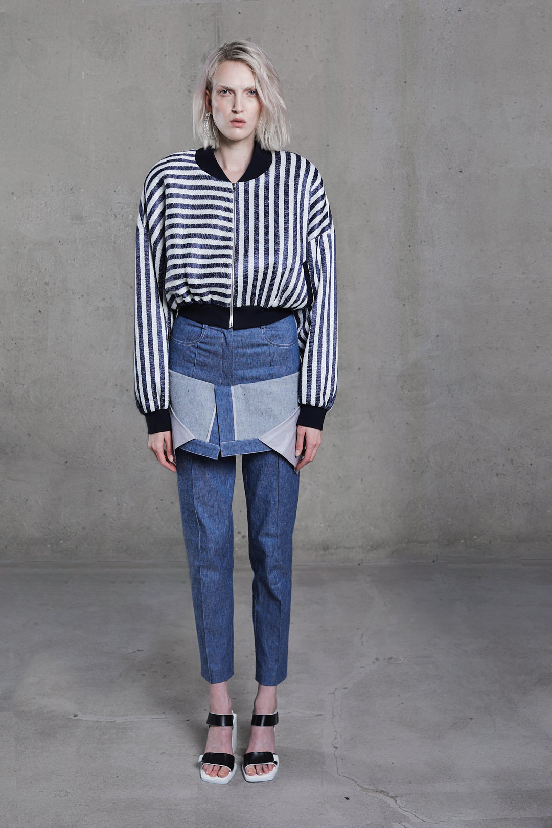 GIACCA BOMBER IN RAFIA A RIGHE CORTA