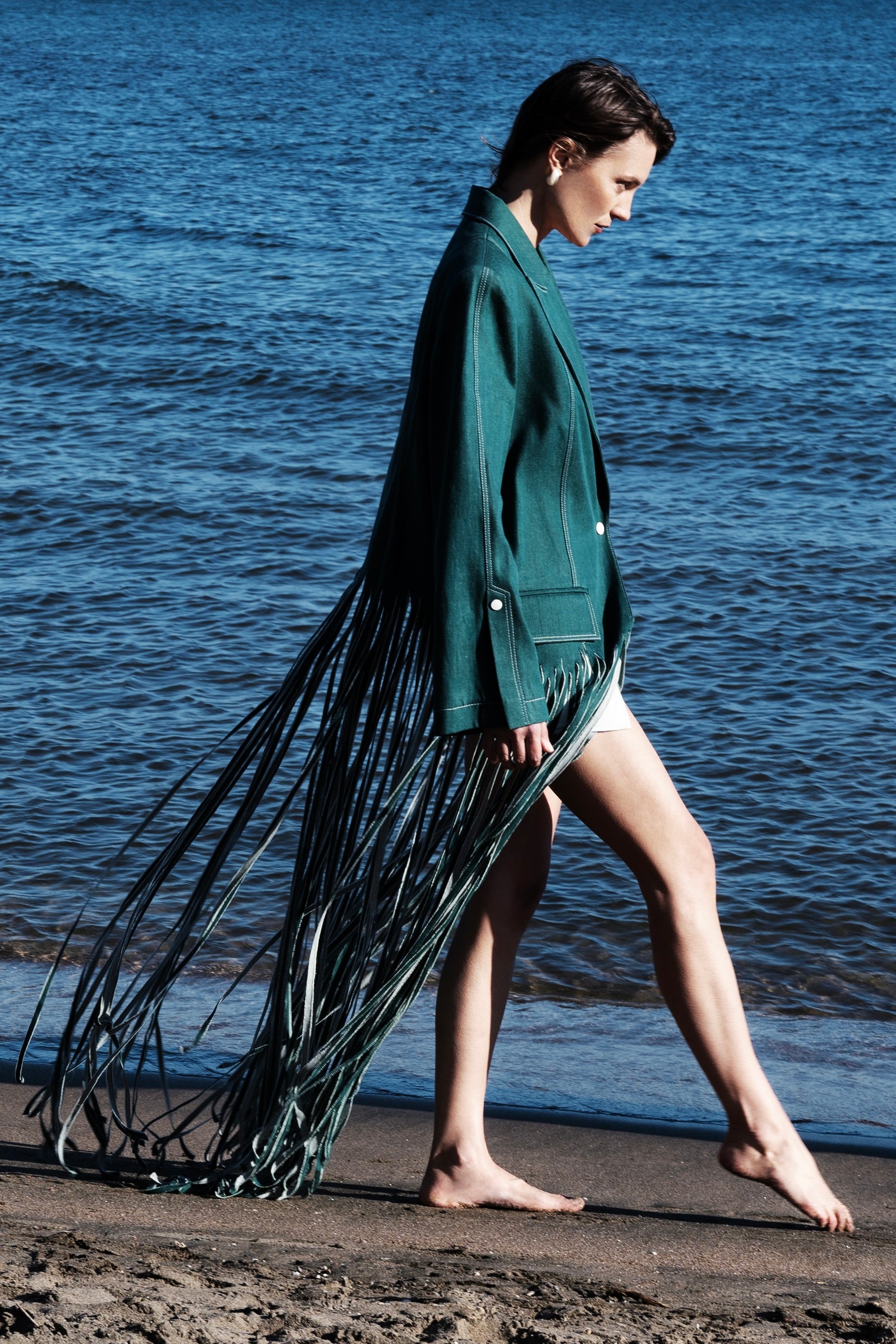CAPPOTTO OVERSIZE IN DENIM CON FRANGE