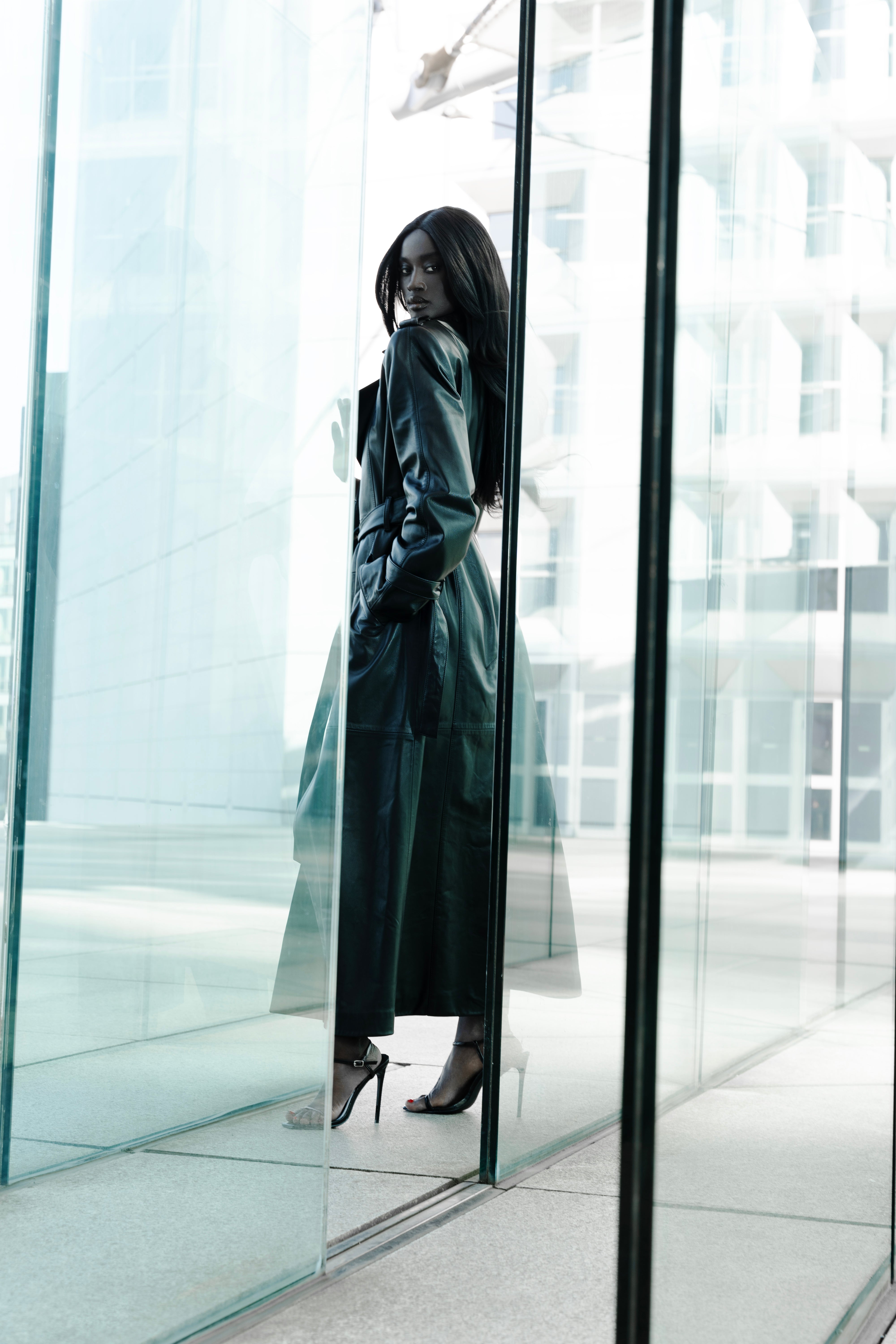 LEATHER TRENCH COAT WITH SLITS