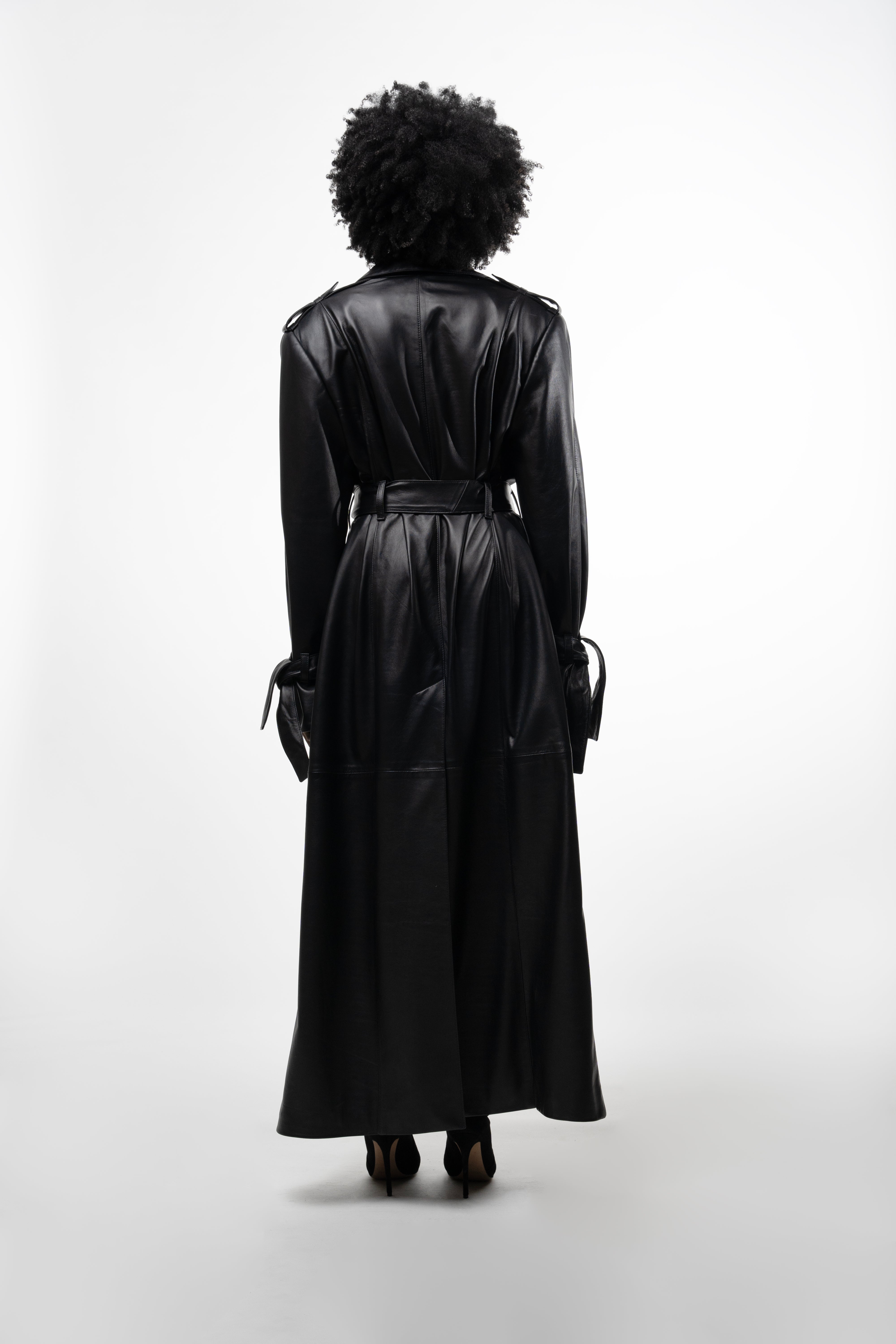 LEATHER TRENCH COAT WITH SLITS