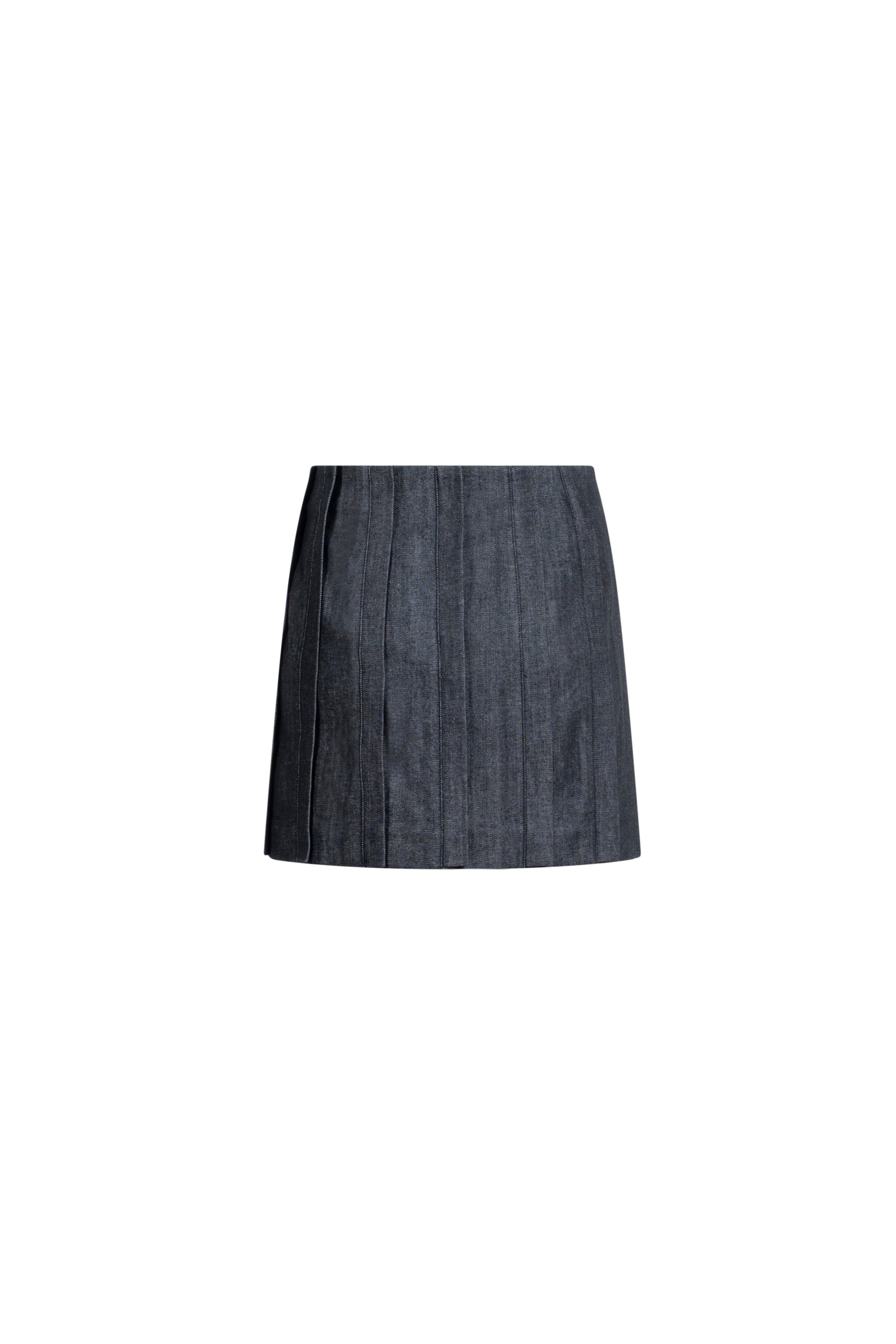 Mini Denim Placket Skirt, dark denim, three-quarter, FW 25/26 Sagio