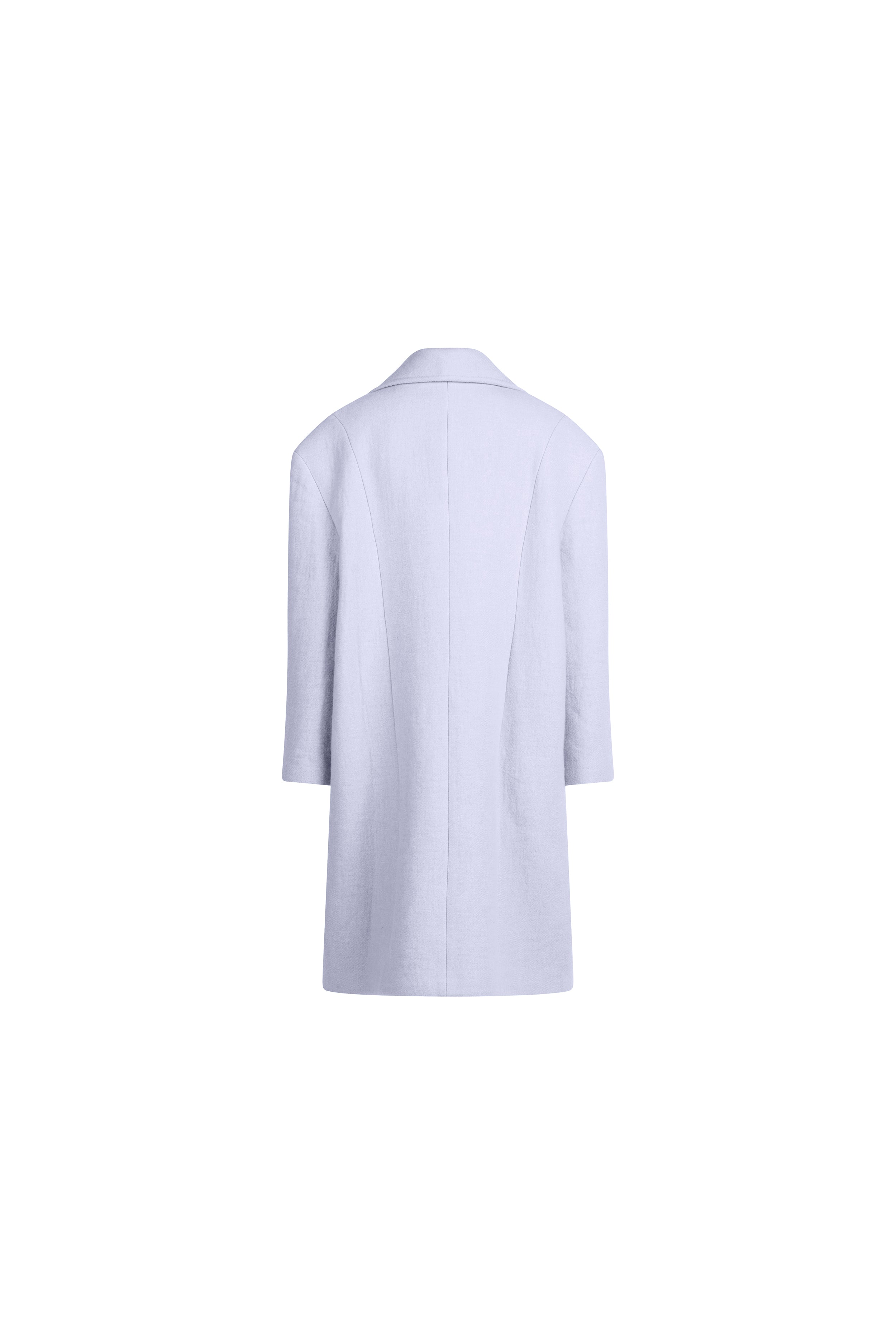 Falling Shoulder Coat in wool with fluid drape and architectural lines
