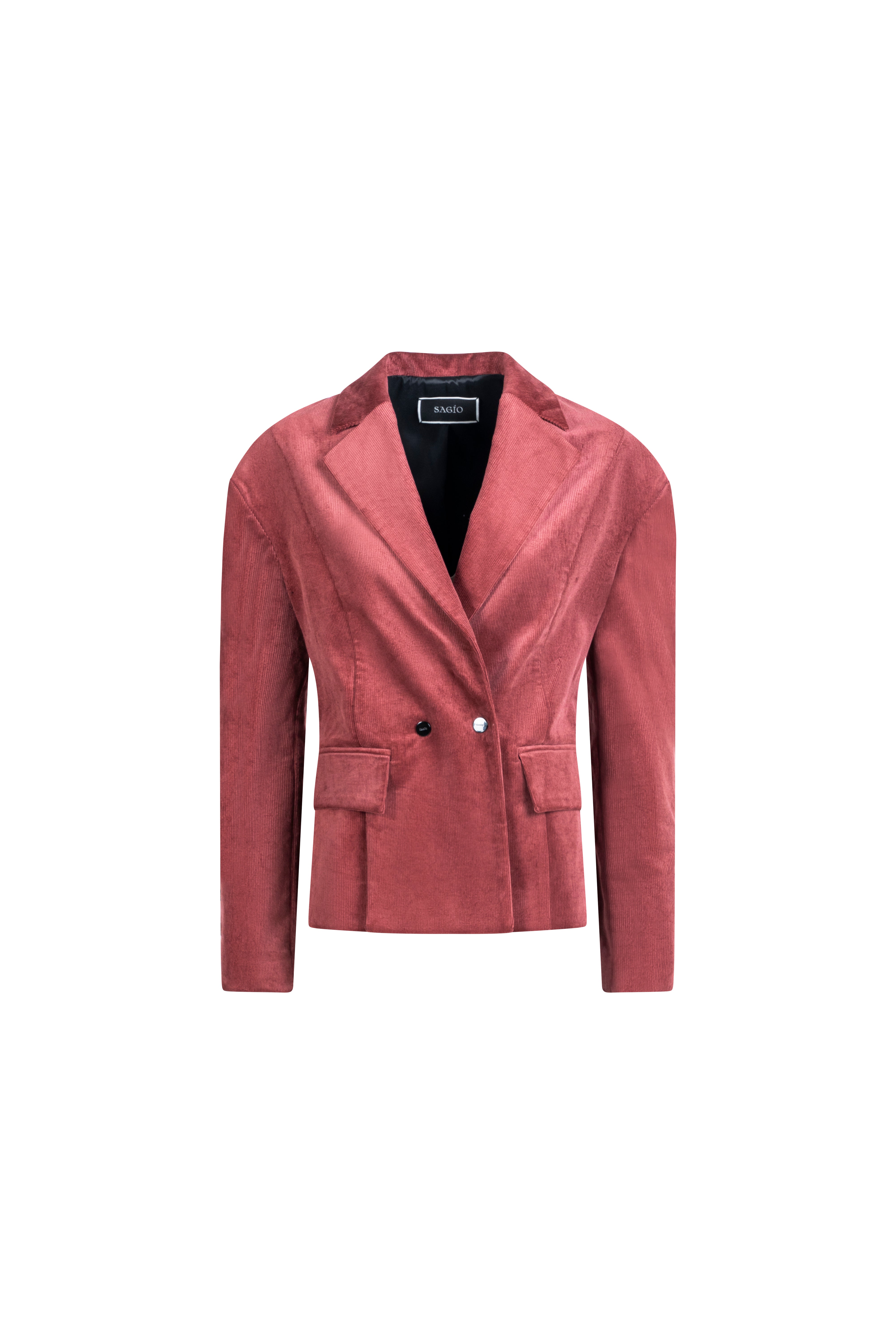 Terracotta cotton blazer with falling shoulder detail and flap pockets