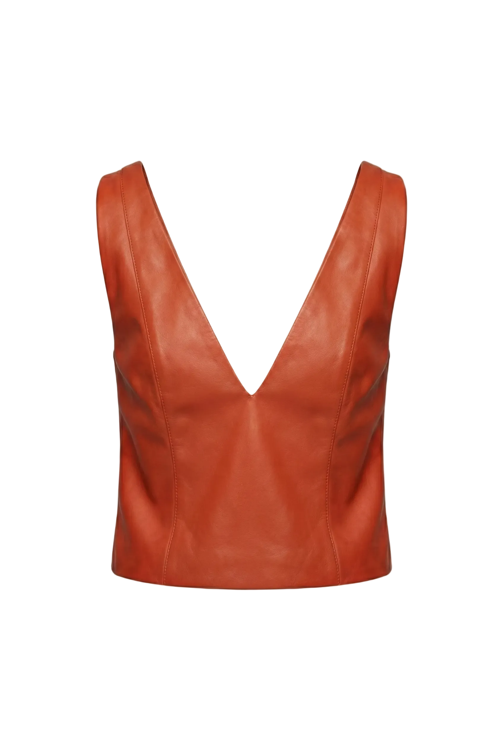 Ginger Red Leather Top product image, front view on white background