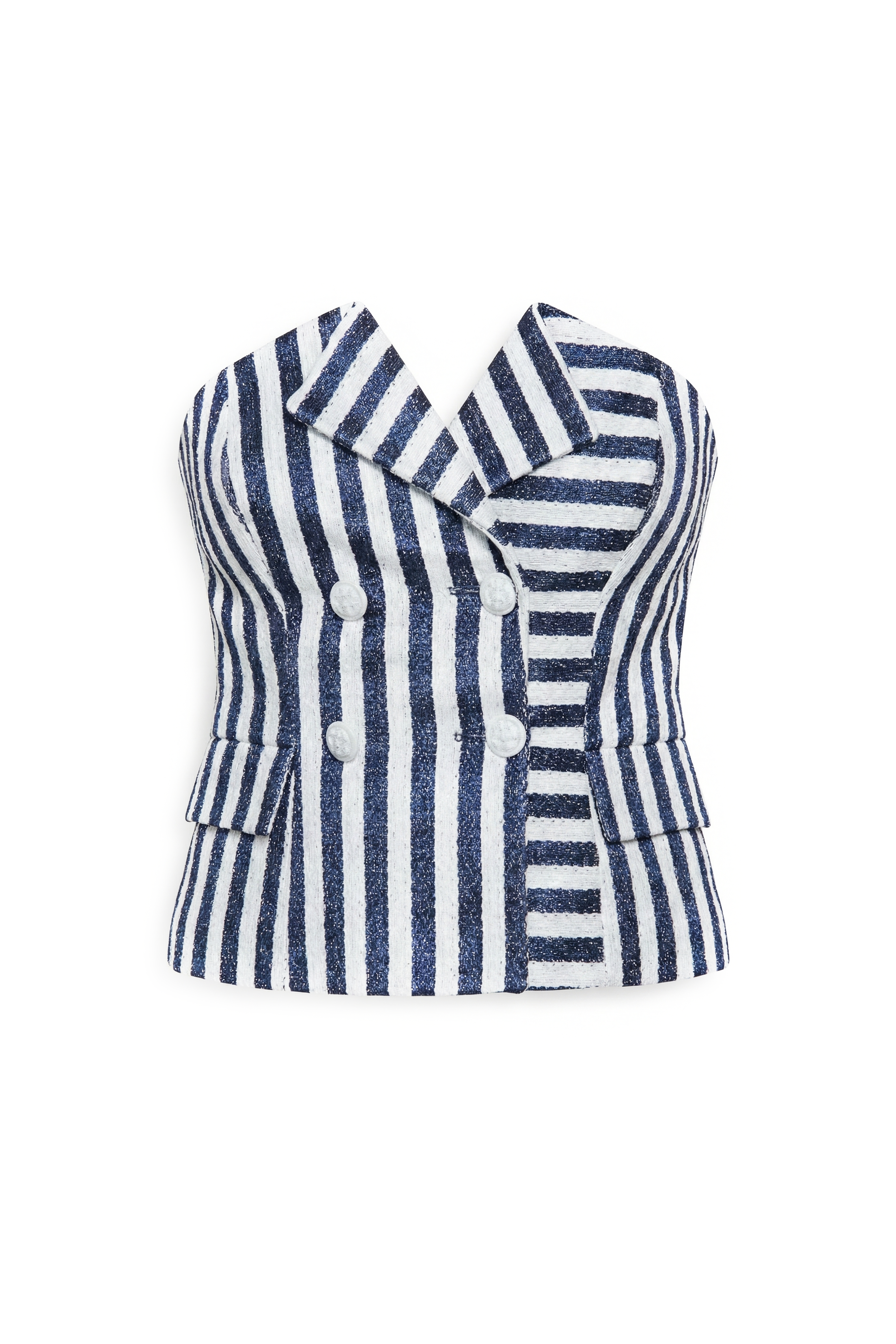 DOUBLE BREAST STRIPPED RAFFIA CORSET