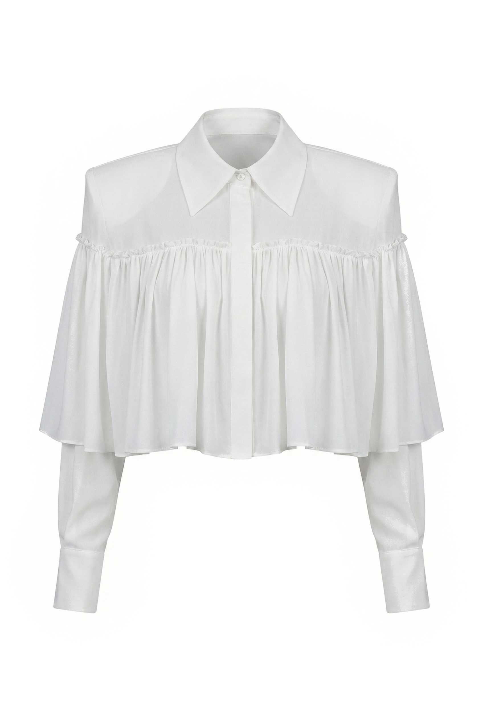 WHITE RUSHED BLOUSE