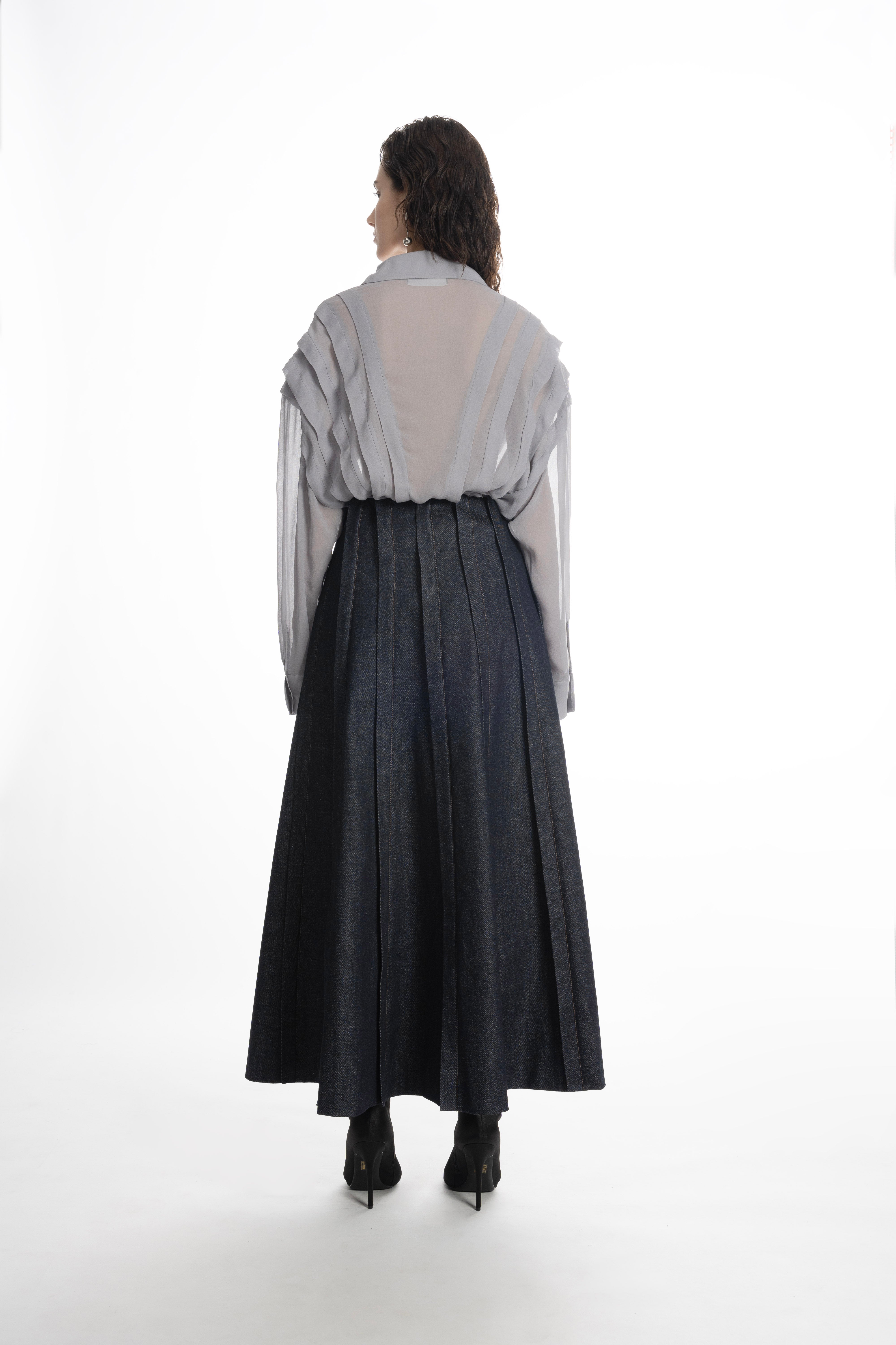 PLACKET DENIM SKIRT