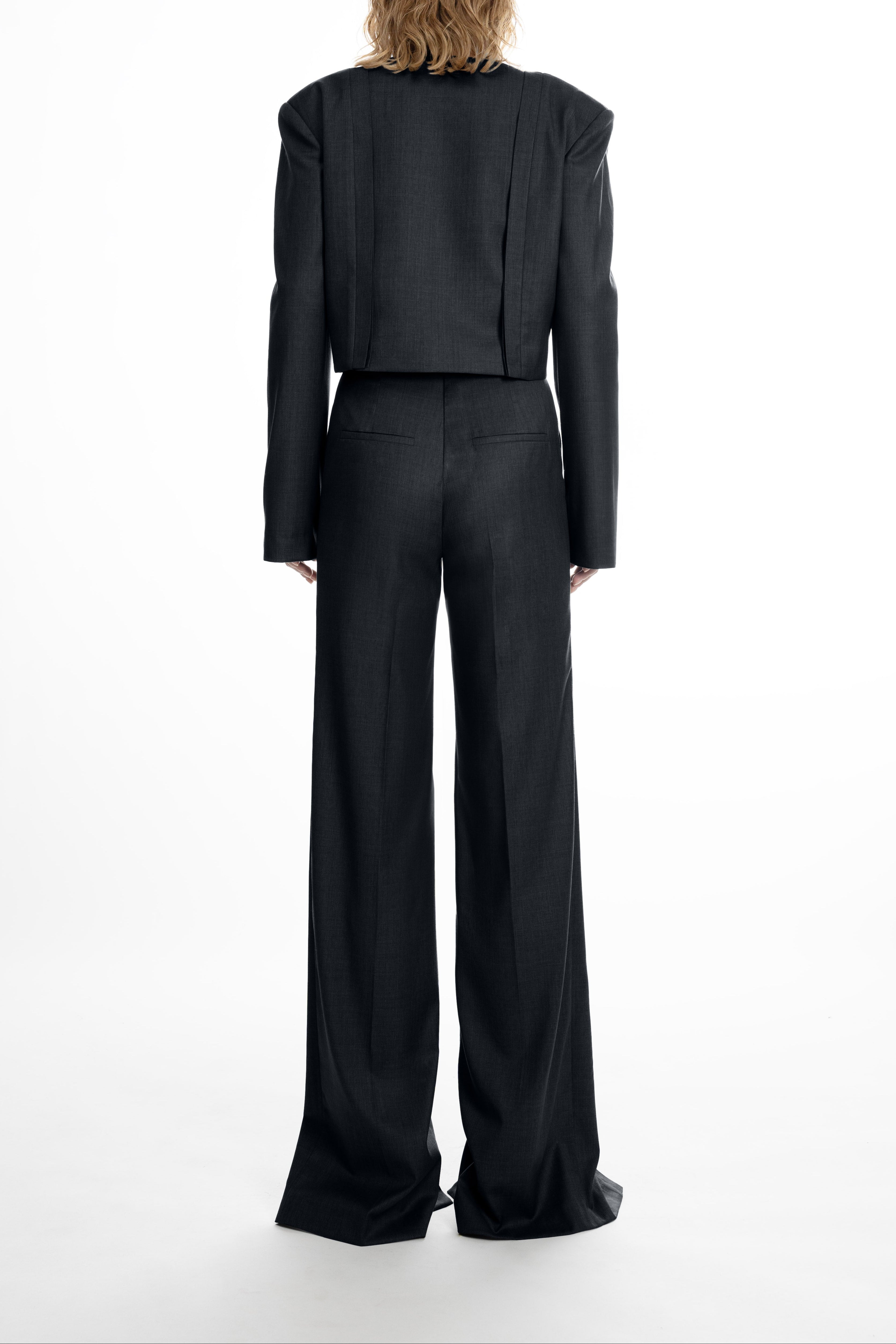 Black Placket Trousers with Slits - elongated straight cut and tailored waistband from the FW25/26 collection