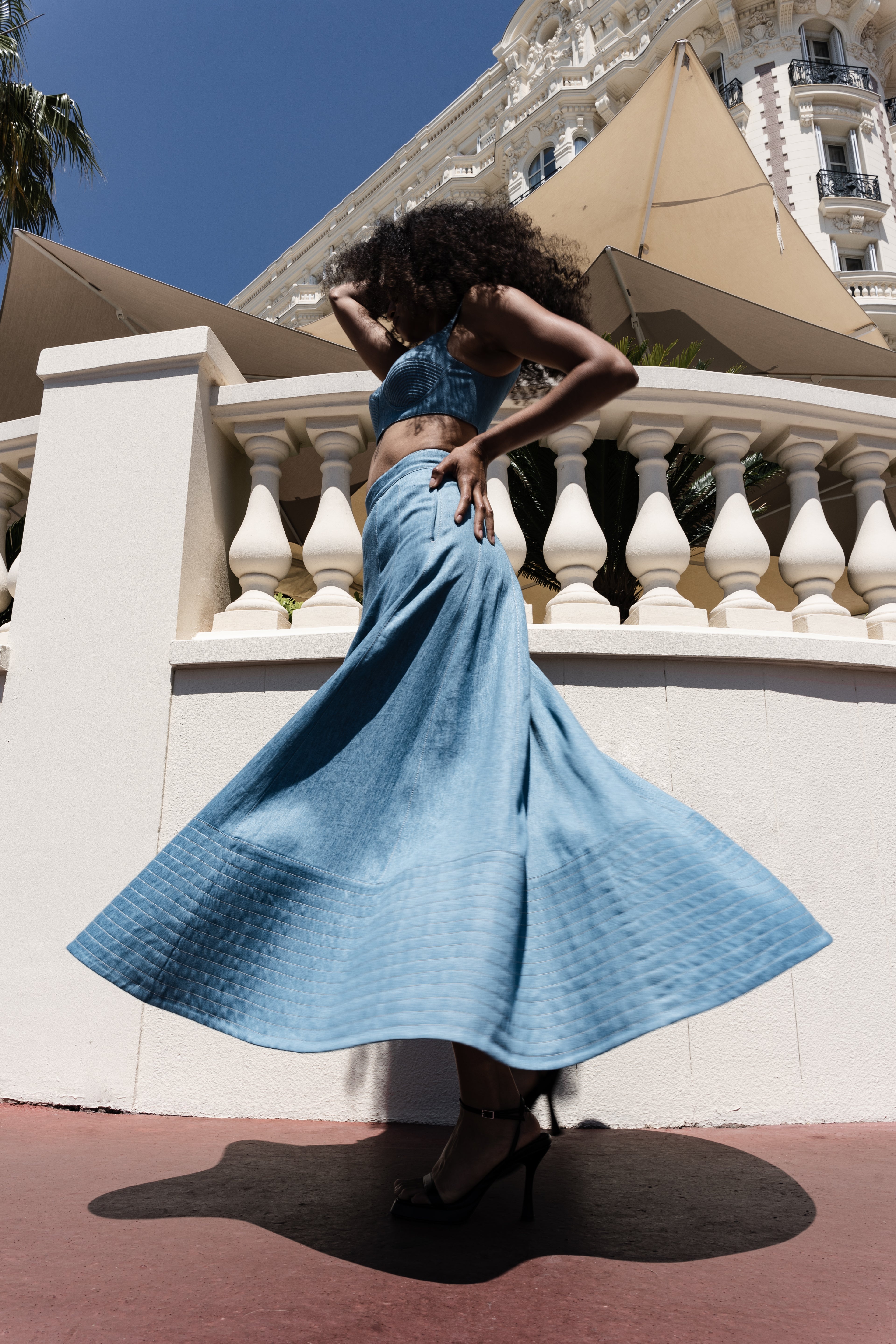 QUILTED DENIM SKIRT