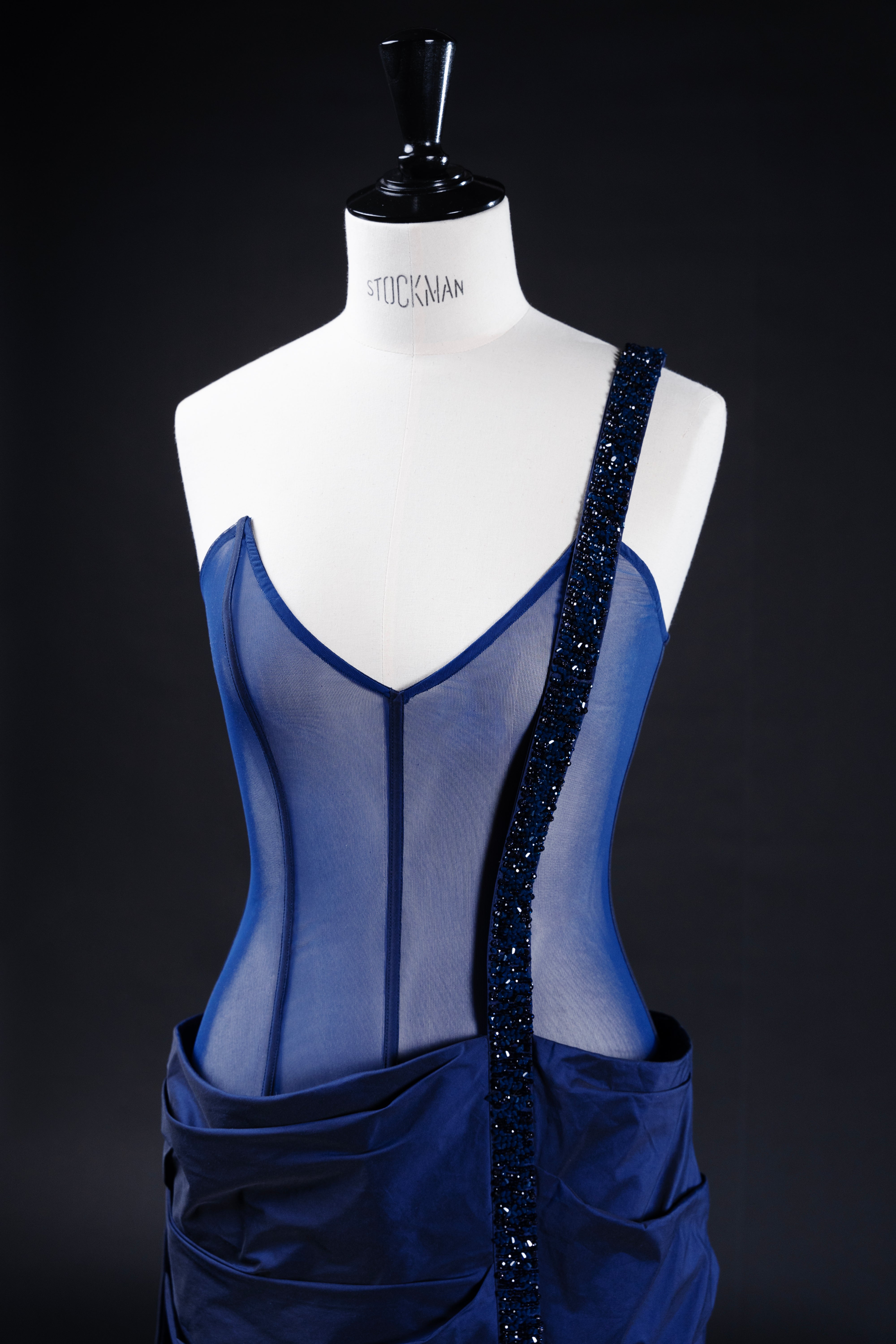 CAROLE EMBELLISHED GOWN WITH SCULPTED DRAPING