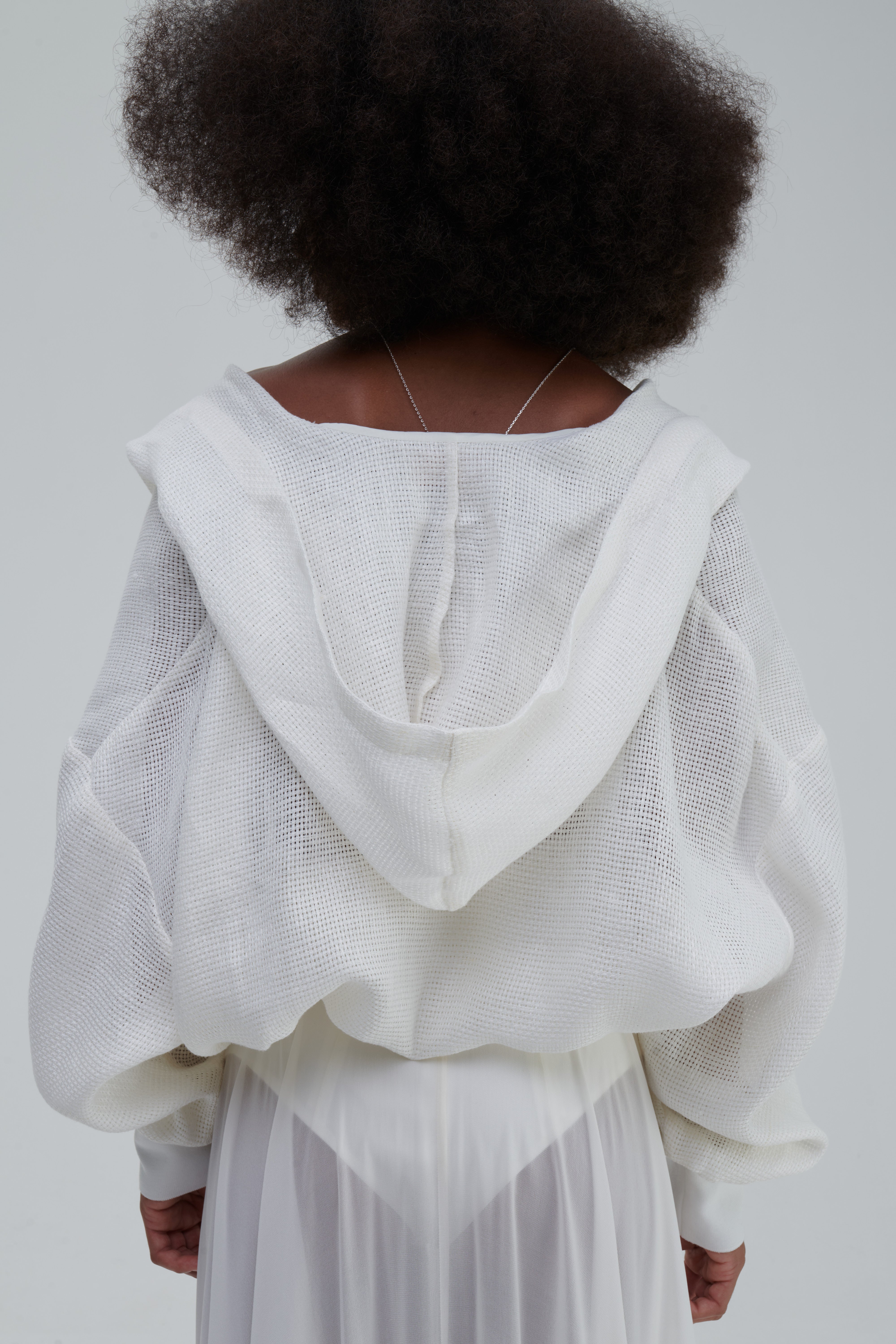 SWEAT À CAPUCHE DOUBLE BOUTONNAGE EN MAILLE
