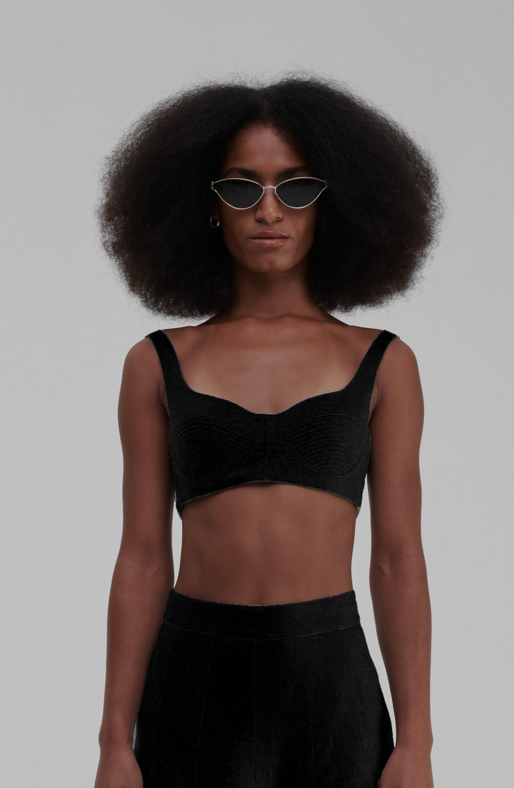 Quilted linen bustier, Green Bay set with matching skirt, full look