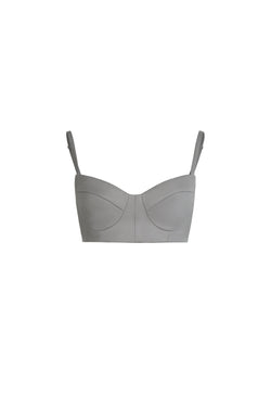 A light gray molded underwire bralette with thin shoulder straps, centered on a solid white background.