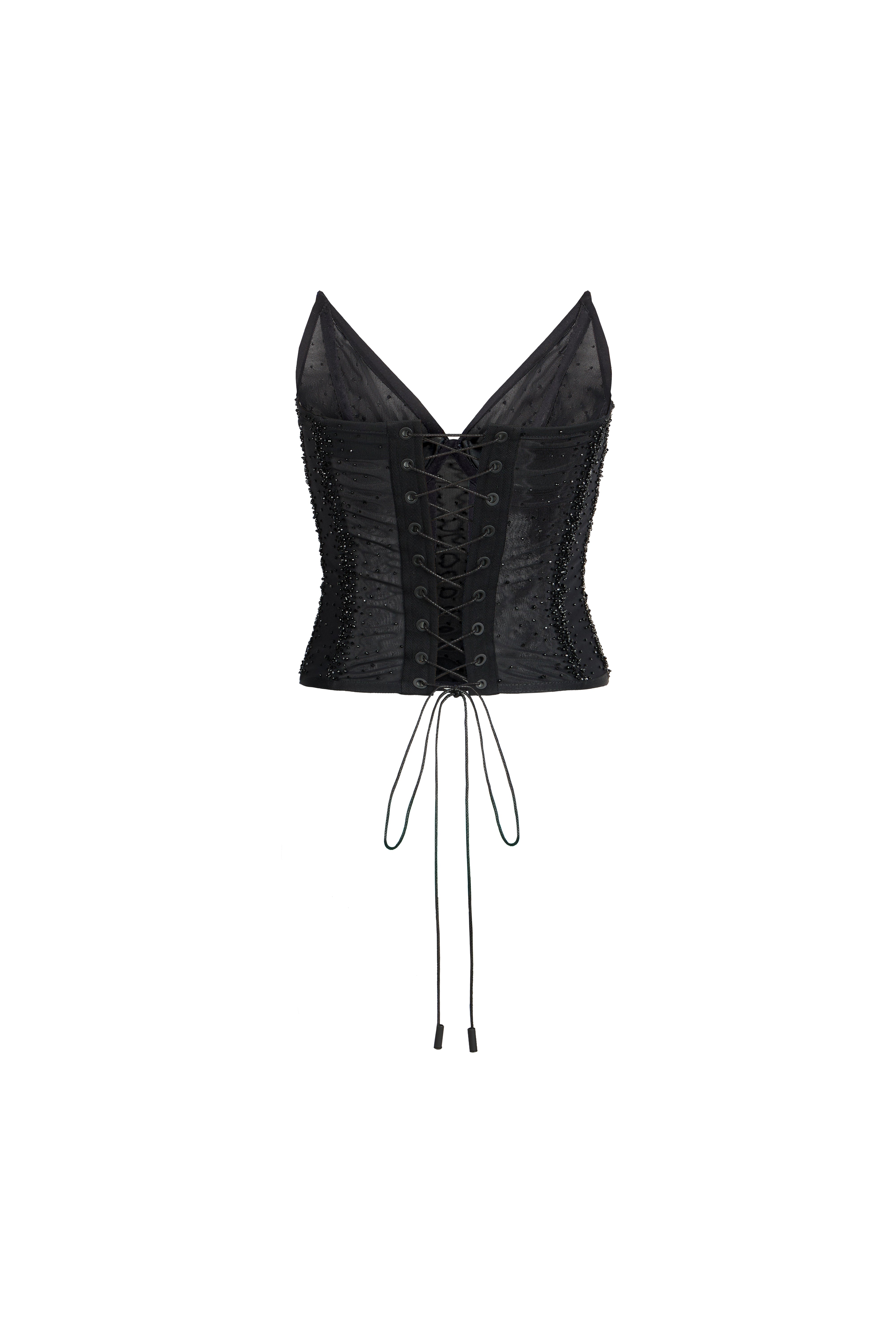CORSET AND FALLING TROUSERS WITH EMBROIDERY
