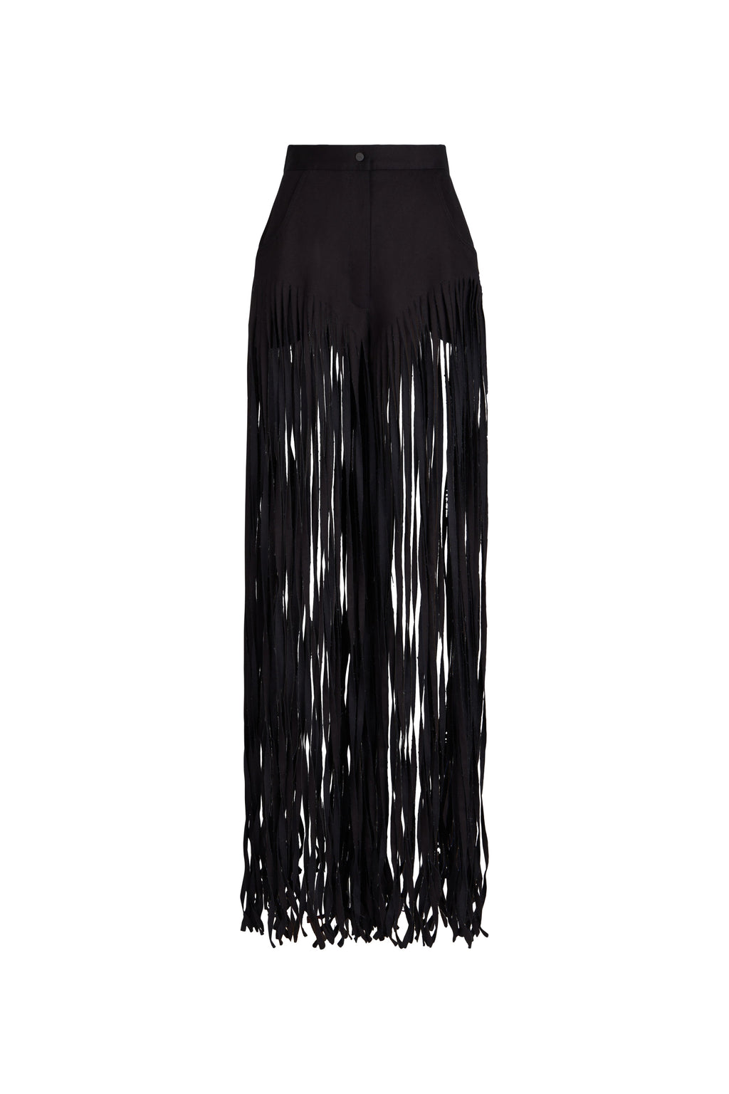 DENIM FRINGE TROUSERS