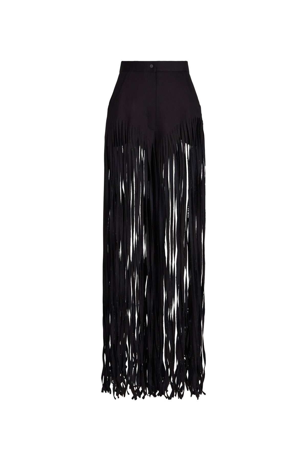 DENIM FRINGE TROUSERS