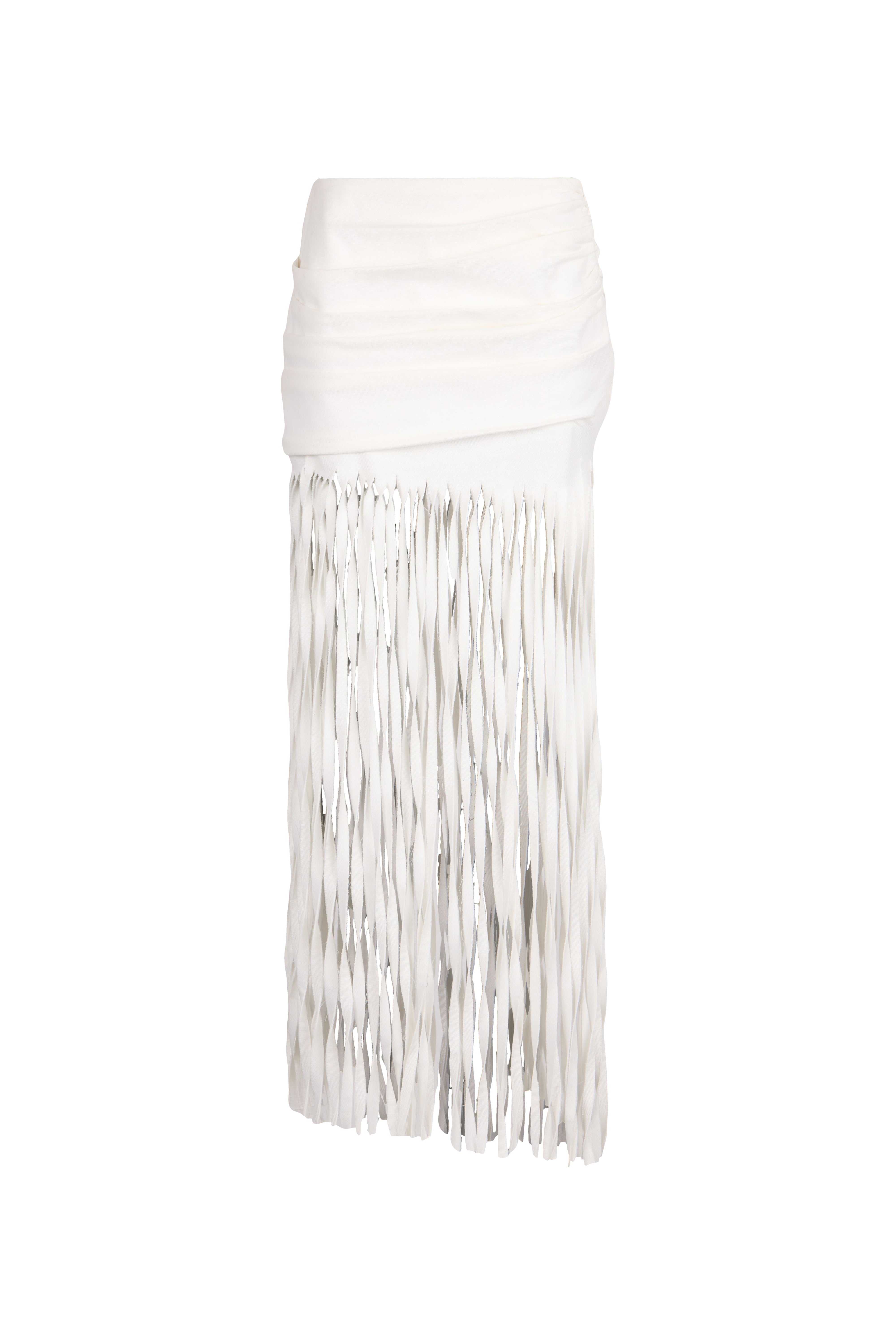 【新品】roughlow AIRY FRINGE SKIRT ホワイト Palla Fringe Skirt | SAGIO designer fringe skirt