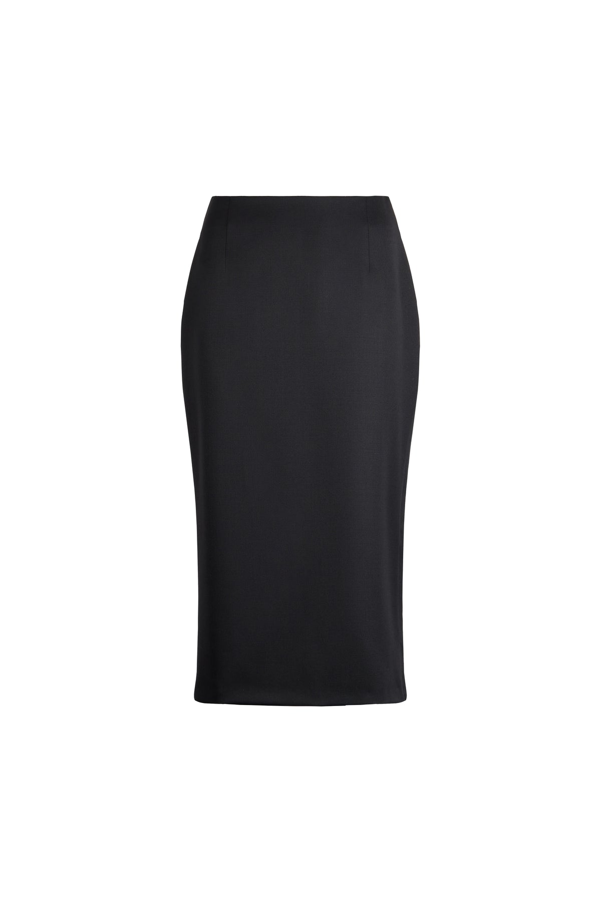 A black high-waisted pencil office skirt shown flat against a solid white background.