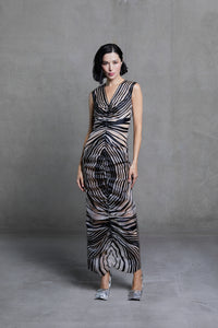 Silk stripe illusion dress