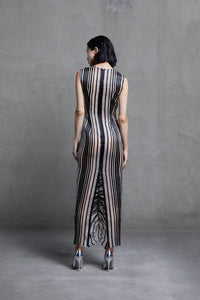 Silk stripe illusion dress