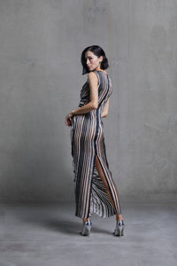 Silk stripe illusion dress