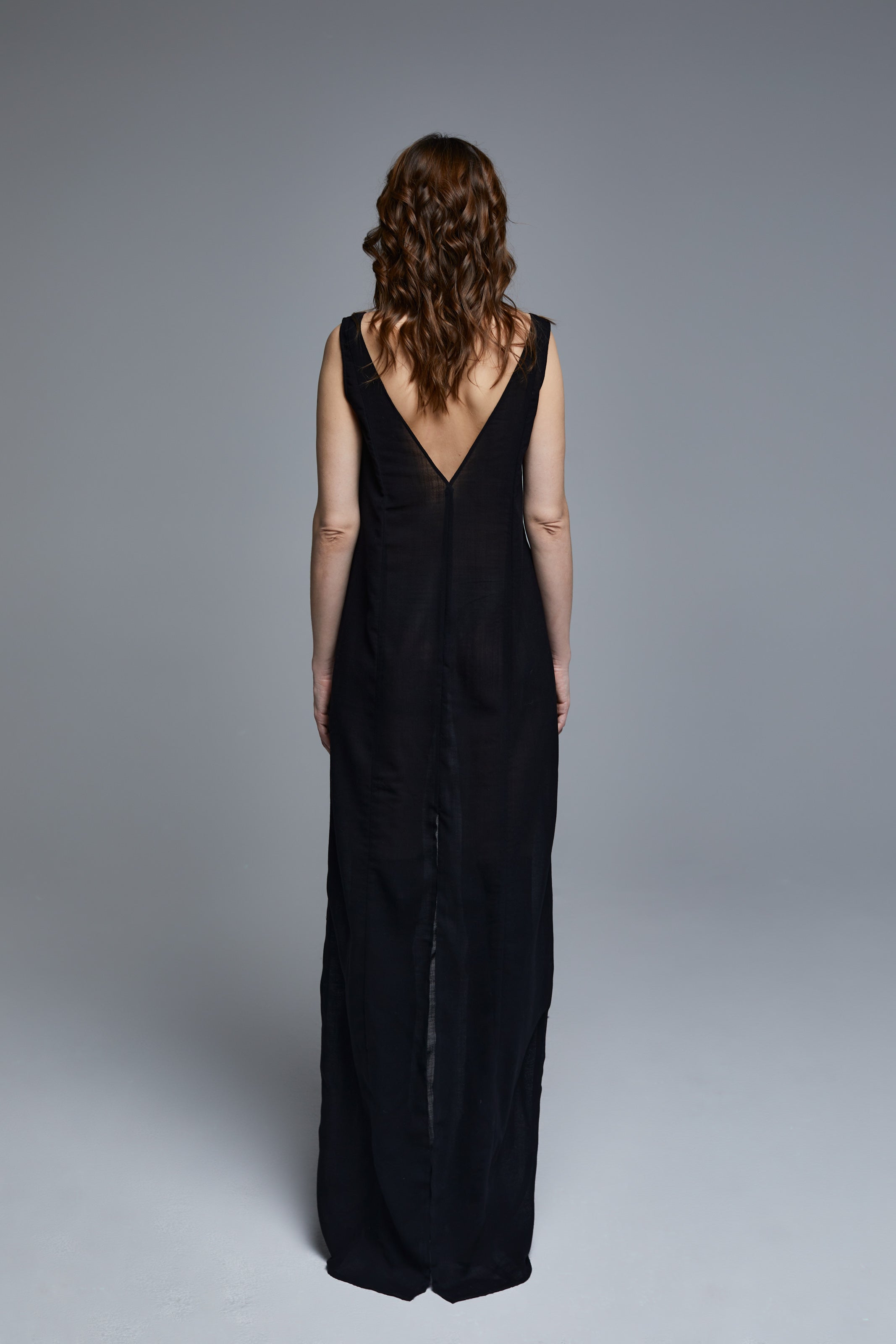 BLACK SILK LONG DRESS