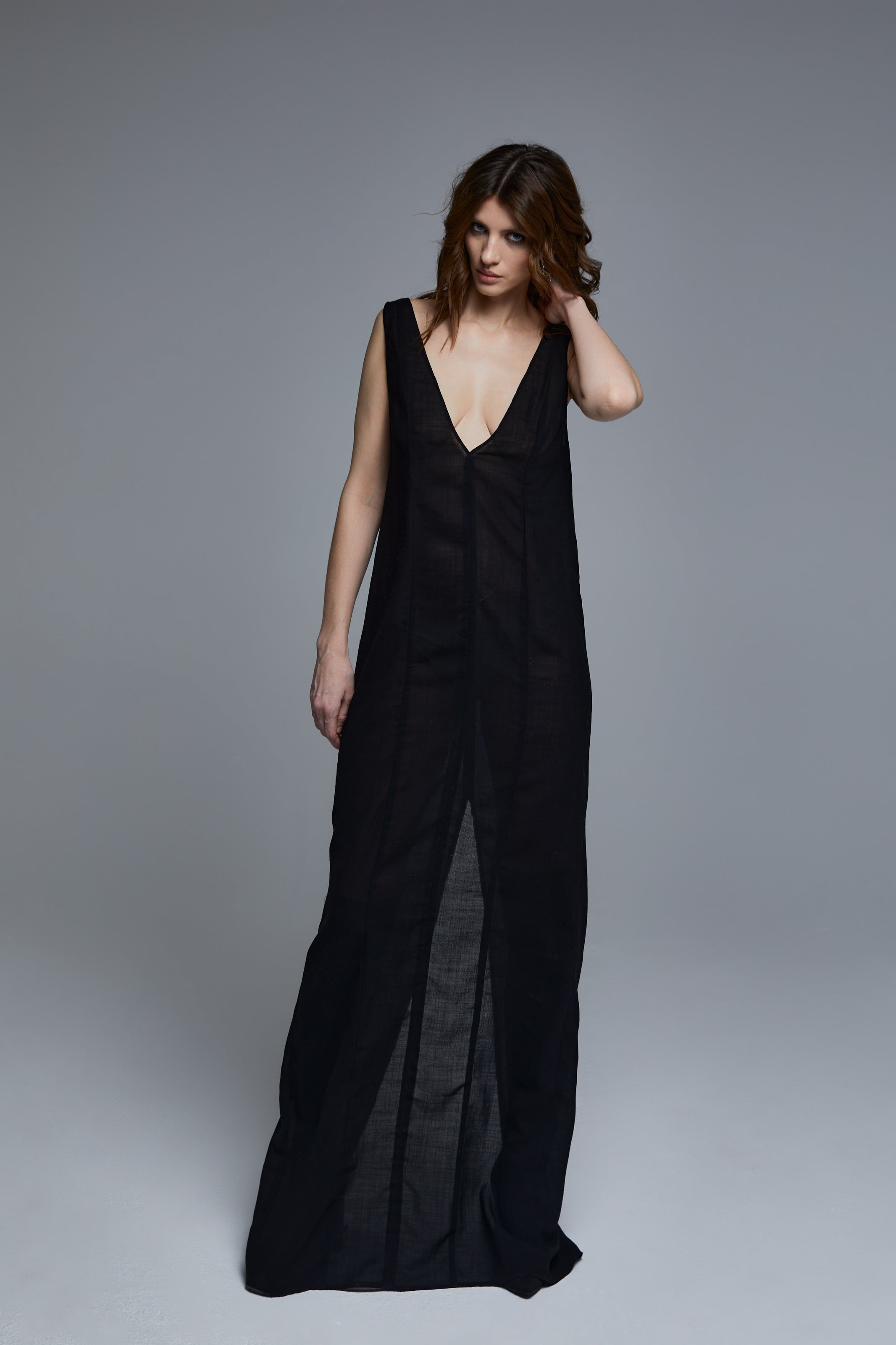 BLACK SILK LONG DRESS