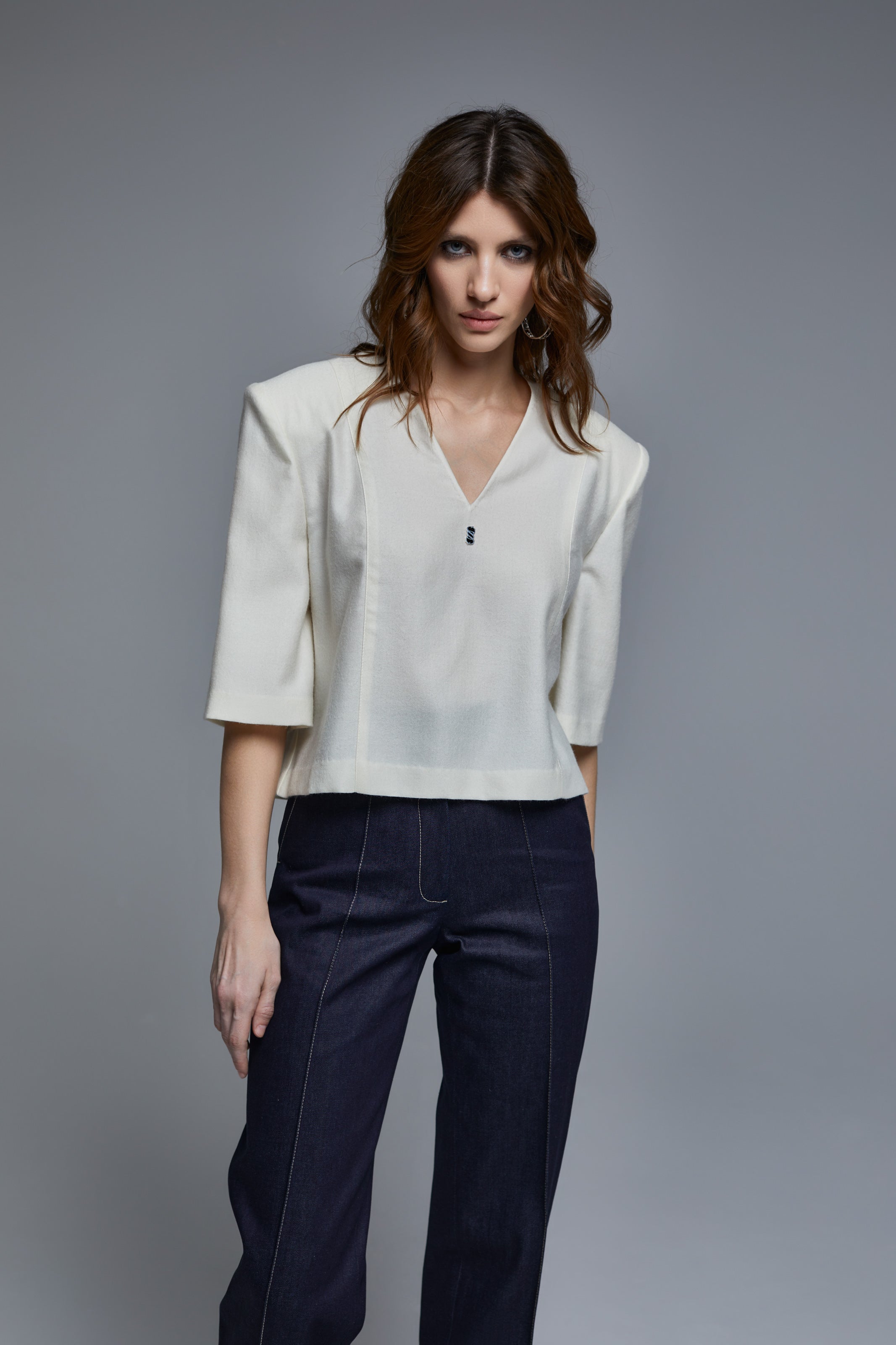 WHITE CASHMERE T-SHIRT