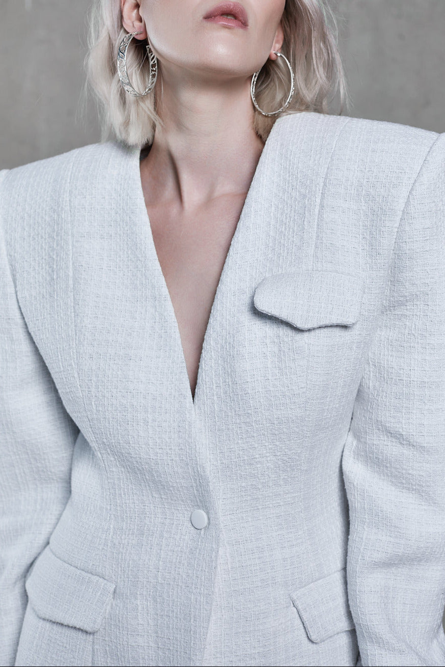 WHITE COTTON TWEED JACKET