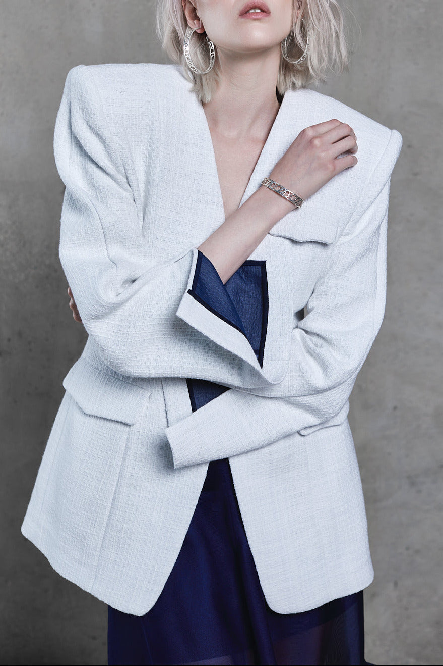 WHITE COTTON TWEED JACKET