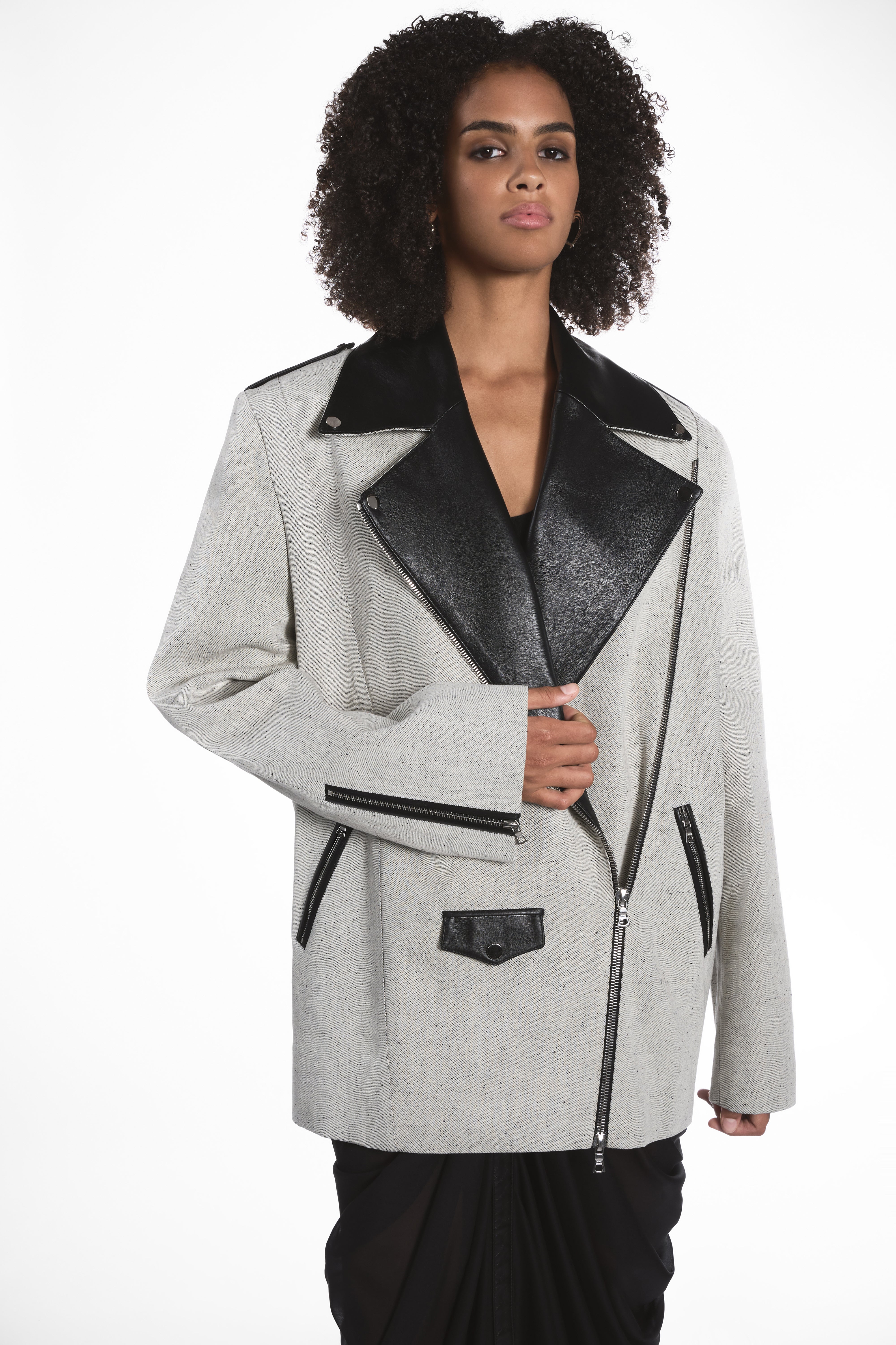 GIACCA OVERSIZE IN PELLE DENIM
