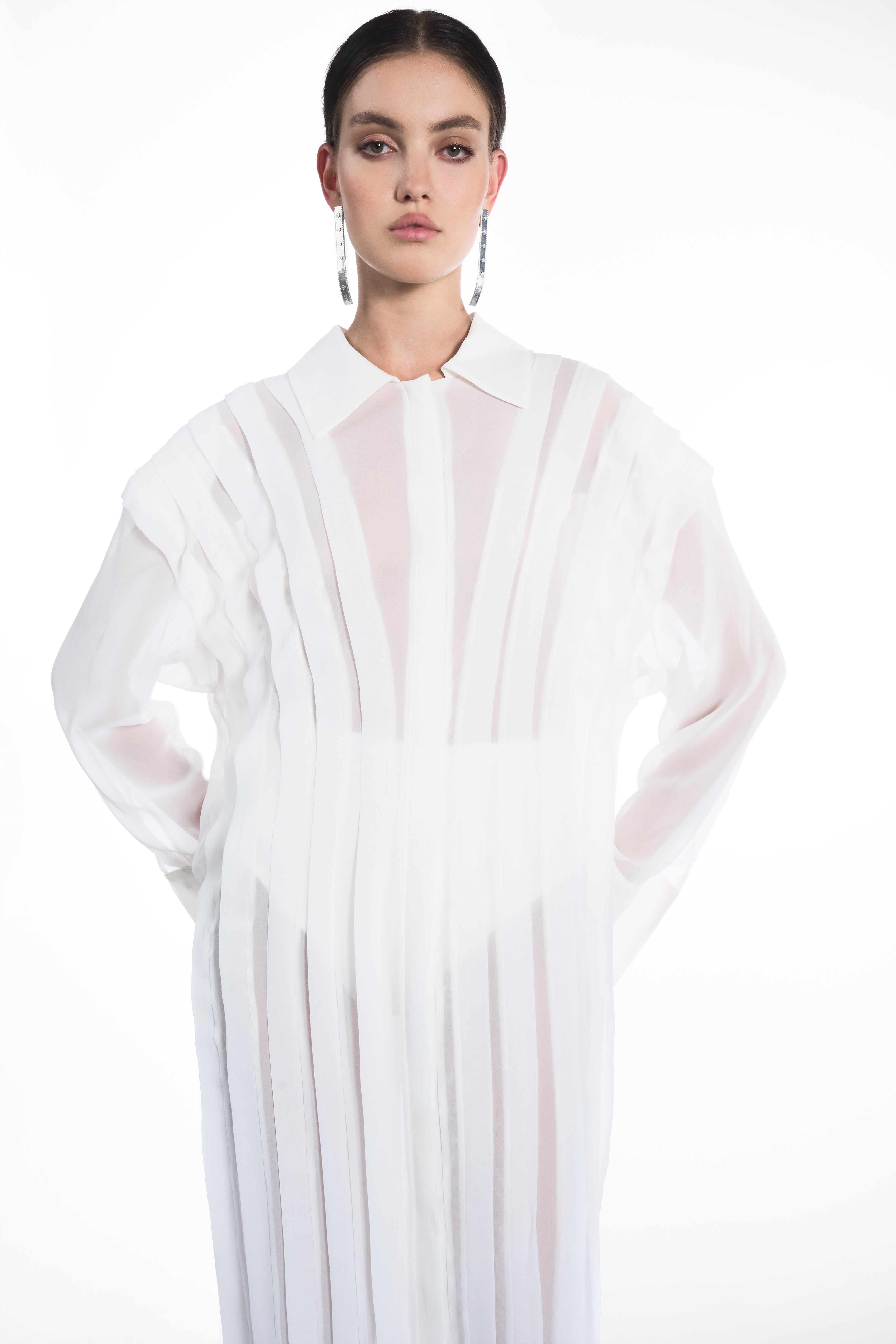 LONG TRANSPARENT PLANK DRESS