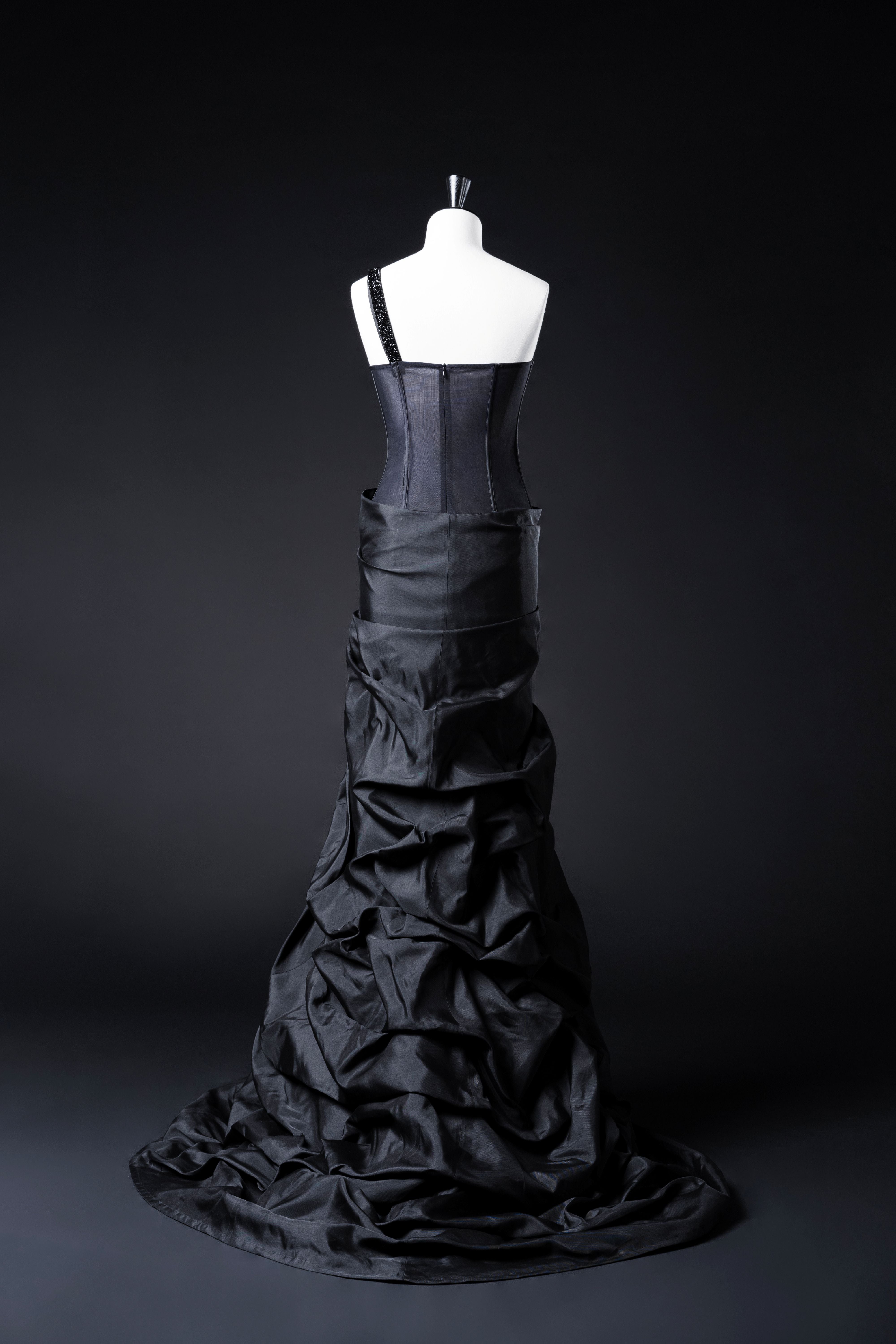 VON LEHNDORFF SILK FALLING DRESS WITH EMBROIDERY