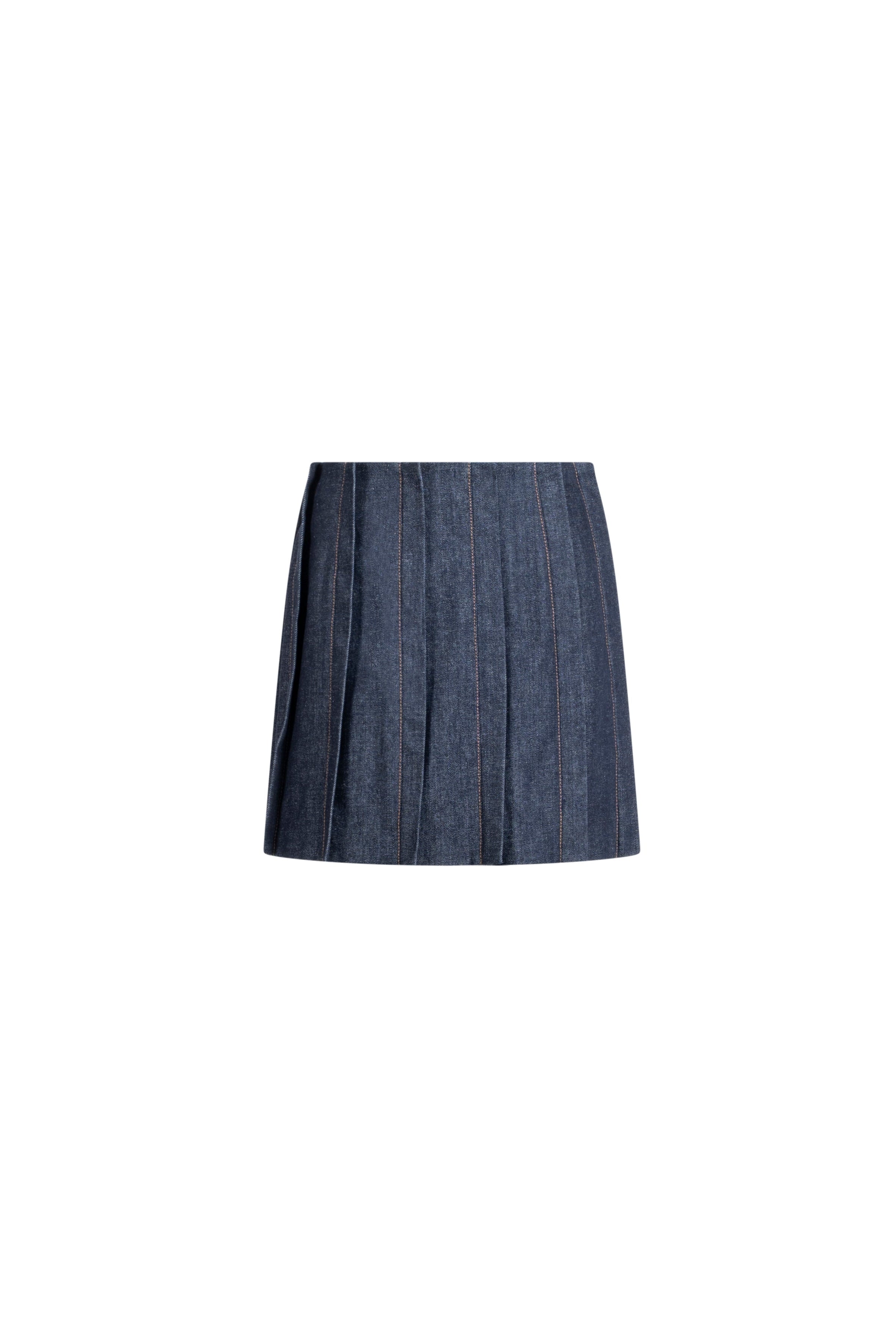 SAGIO Mini Denim Placket Skirt, three-quarter view, FW 25/26