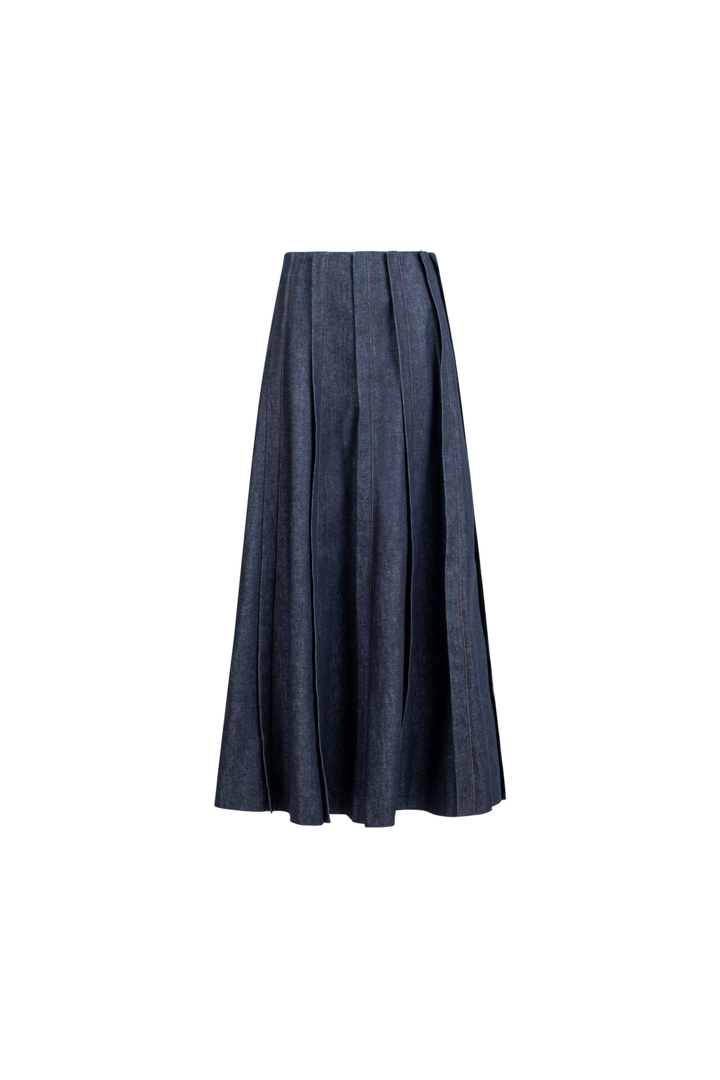 Placket denim skirt, full-length packshot, front view