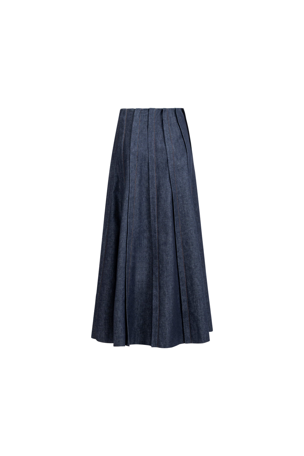 Placket denim skirt, three-quarter side view