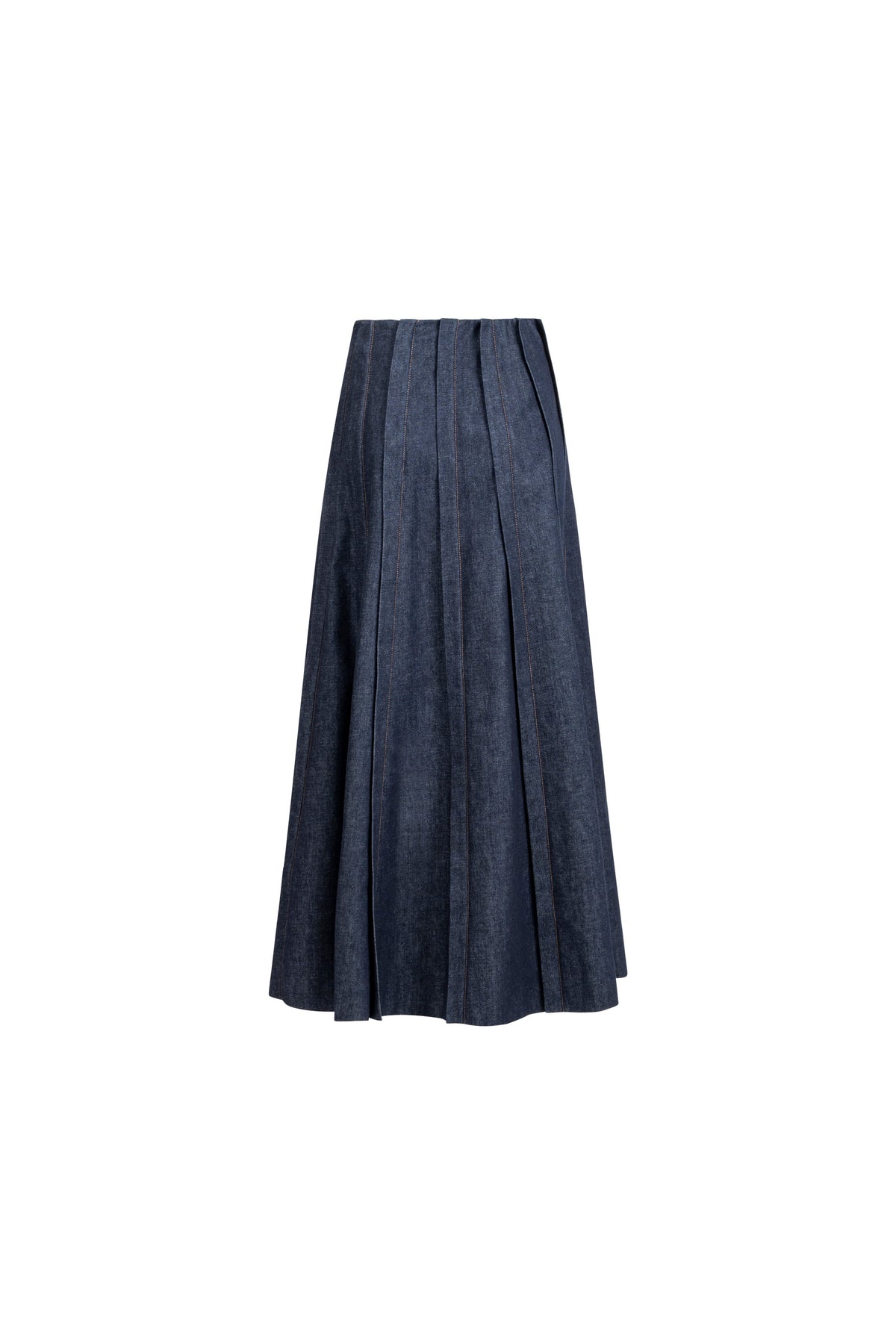 Placket denim skirt, three-quarter side view