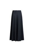 Women’s black wool maxi skirt, placket pleats