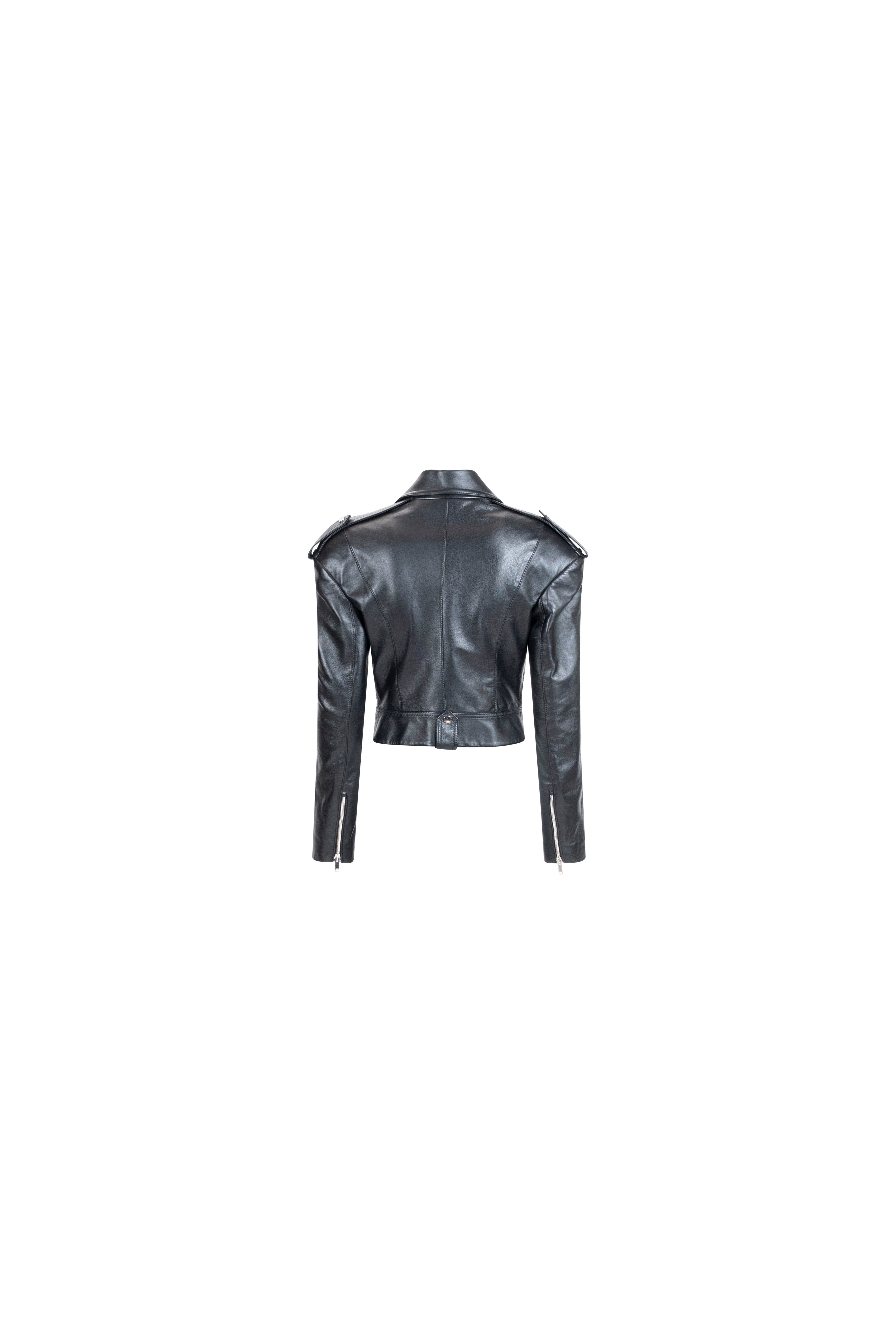 FALLING SHOULDERS LEATHER JACKET